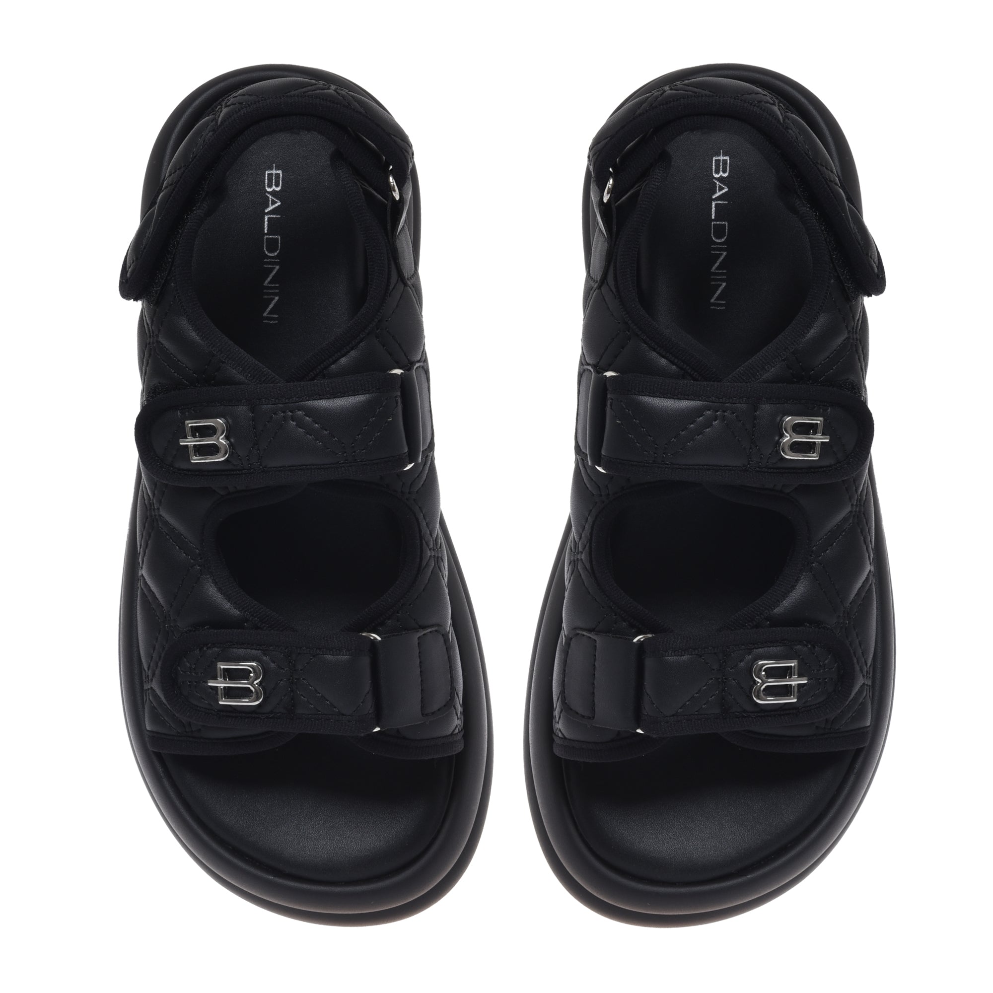 Sandal in black quilted faux leather-Baldinini-OUTLET-ARCHIVIST-ARCHIVE-SALE