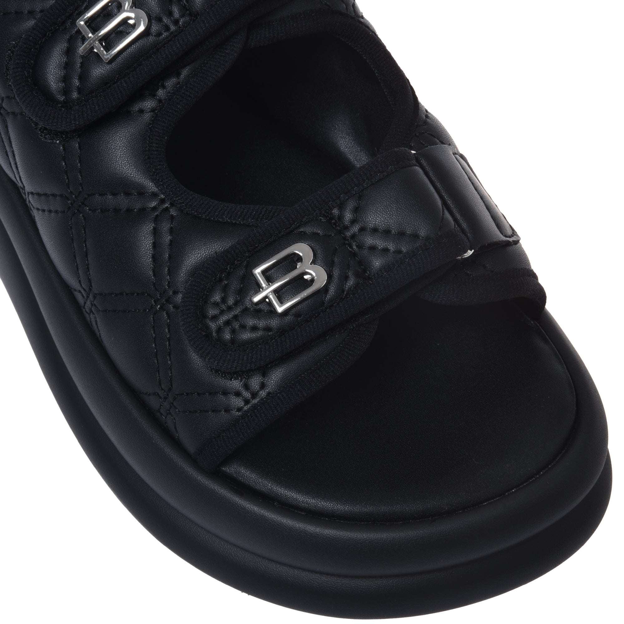 Sandal in black quilted faux leather-Baldinini-OUTLET-ARCHIVIST-ARCHIVE-SALE