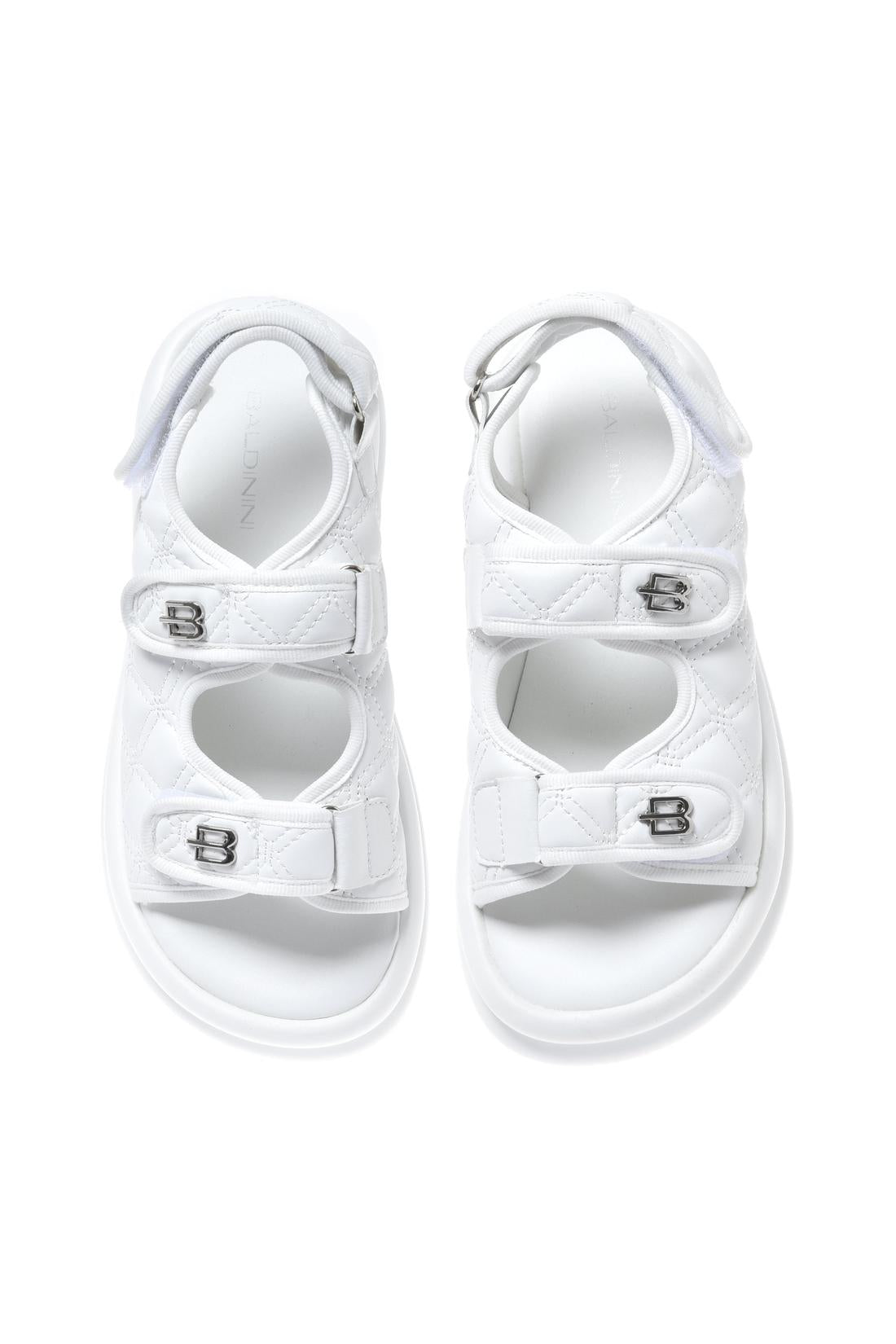 Sandal in white quilted faux leather