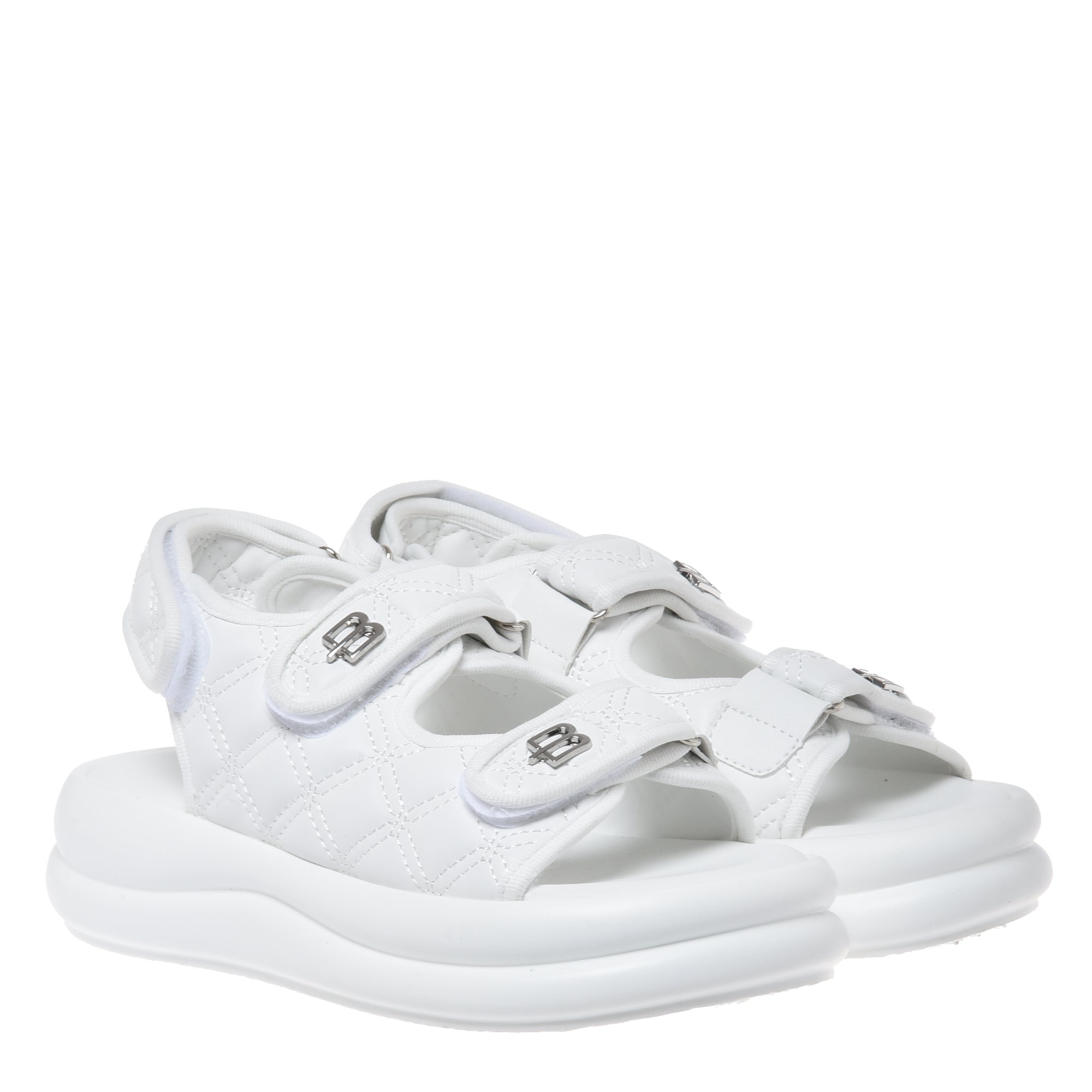 Sandal in white quilted faux leather-Baldinini-OUTLET-ARCHIVIST-ARCHIVE-SALE