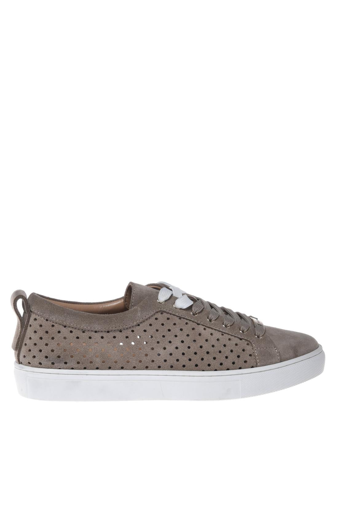 Sneaker in perforated suede taupe
