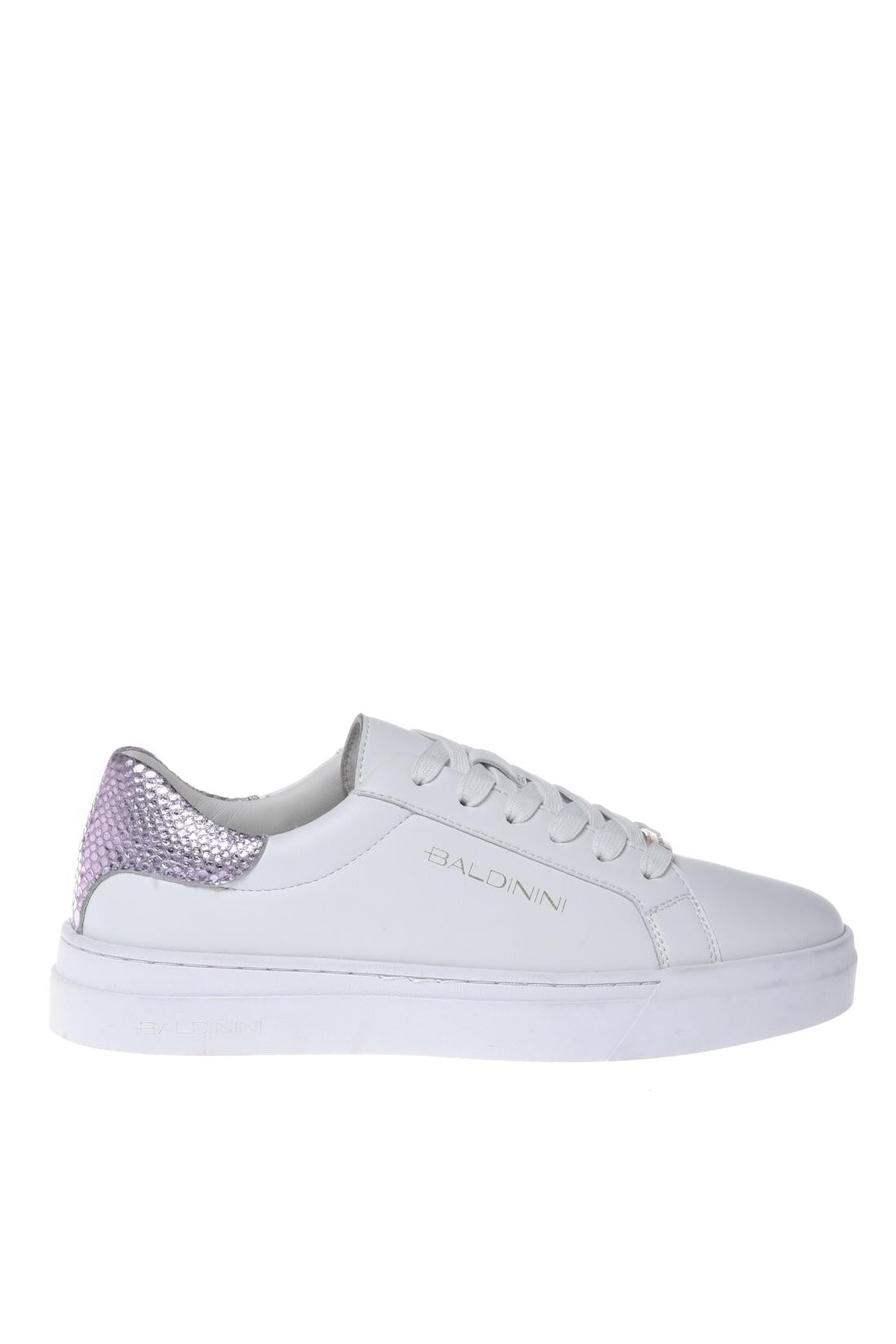 Sneaker in leather and laminated python print leather pink-Sneaker-Baldinini-OUTLET-35-BIANCO-ROSA-ARCHIVIST-ARCHIVE-SALE