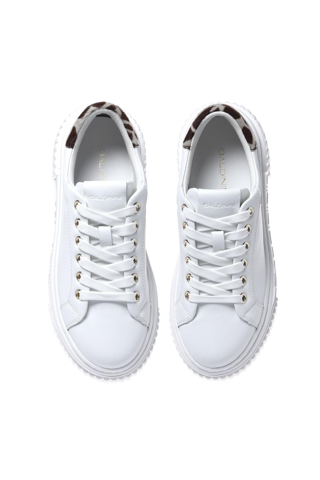 White leather sneakers with haircalf inserts-Sneaker-Baldinini-OUTLET-ARCHIVIST-ARCHIVE-SALE