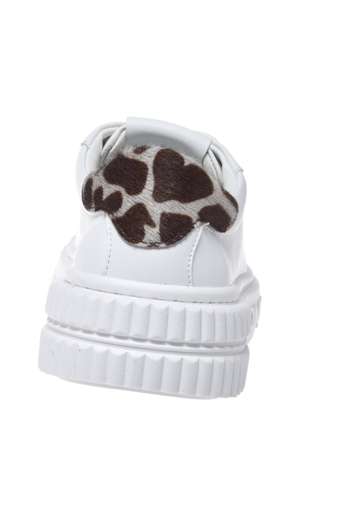 White leather sneakers with haircalf inserts-Sneaker-Baldinini-OUTLET-ARCHIVIST-ARCHIVE-SALE