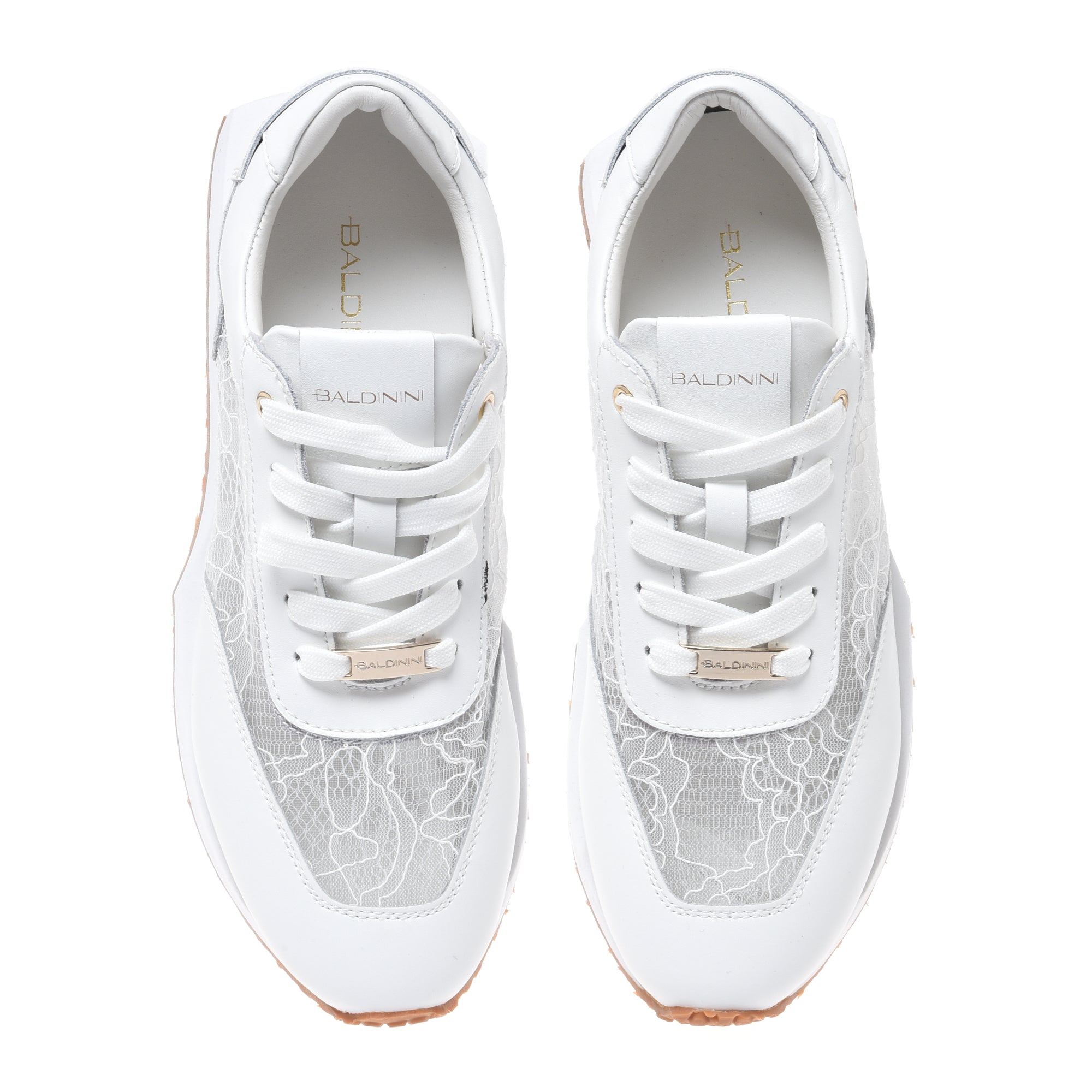 Sneaker in white leather and lace-Baldinini-OUTLET-ARCHIVIST-ARCHIVE-SALE