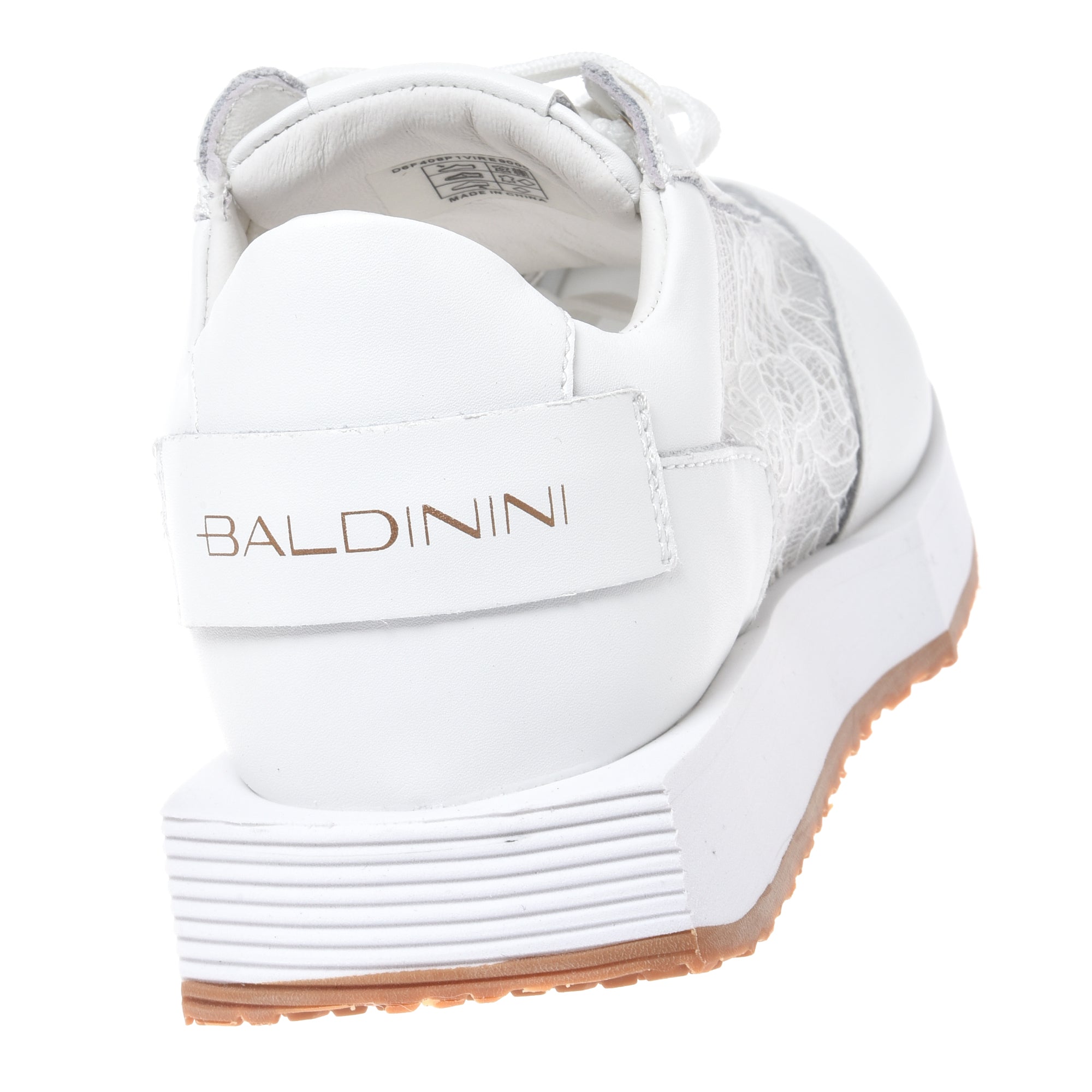 Sneaker in white leather and lace-Baldinini-OUTLET-ARCHIVIST-ARCHIVE-SALE