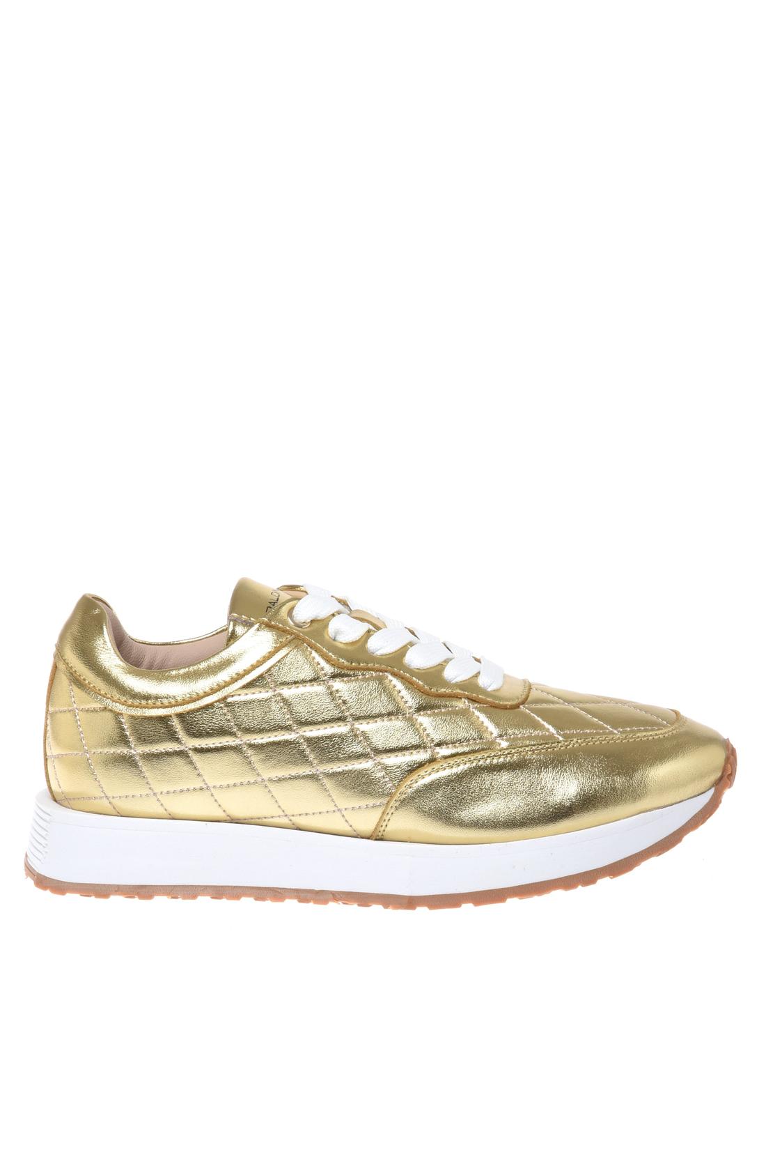 Sneaker in quilted gold laminated nappa leather-Baldinini-OUTLET-35-PLATINO-ARCHIVIST-ARCHIVE-SALE