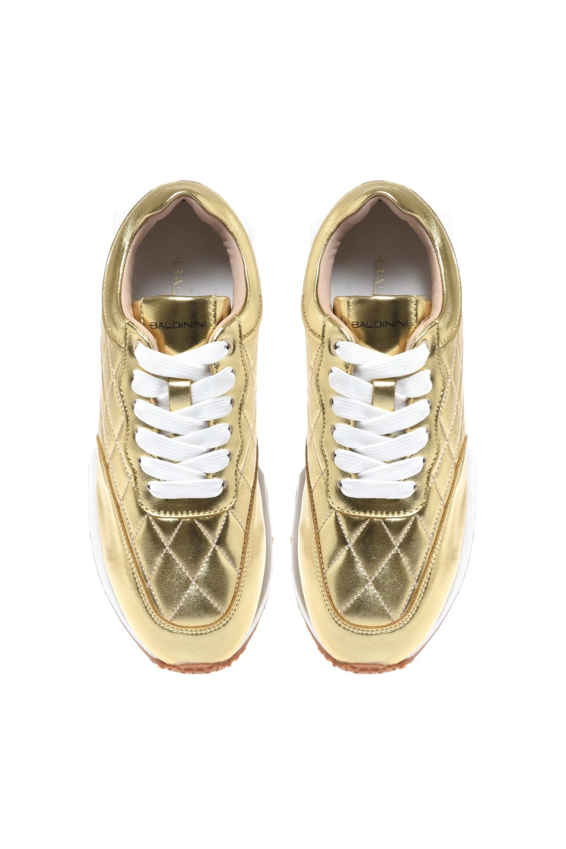 Sneaker in quilted gold laminated nappa leather-Baldinini-OUTLET-ARCHIVIST-ARCHIVE-SALE