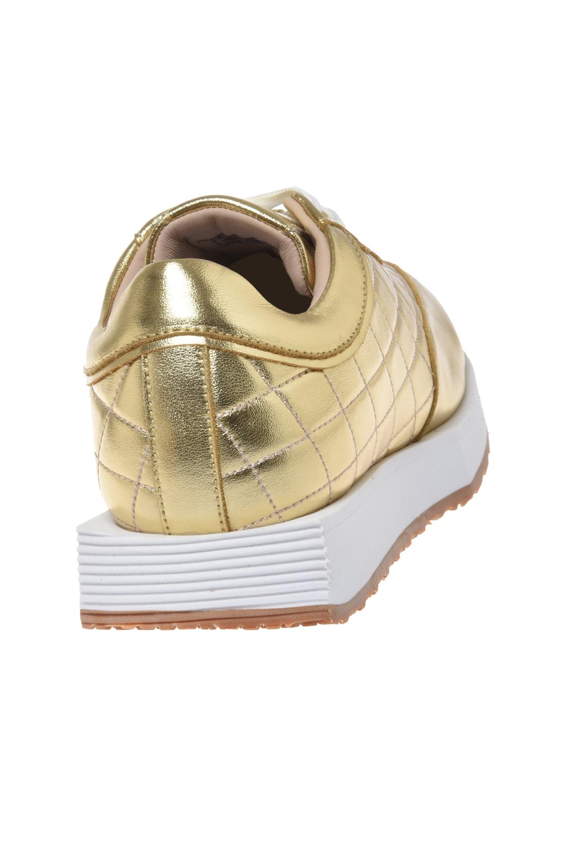 Sneaker in quilted gold laminated nappa leather-Baldinini-OUTLET-ARCHIVIST-ARCHIVE-SALE