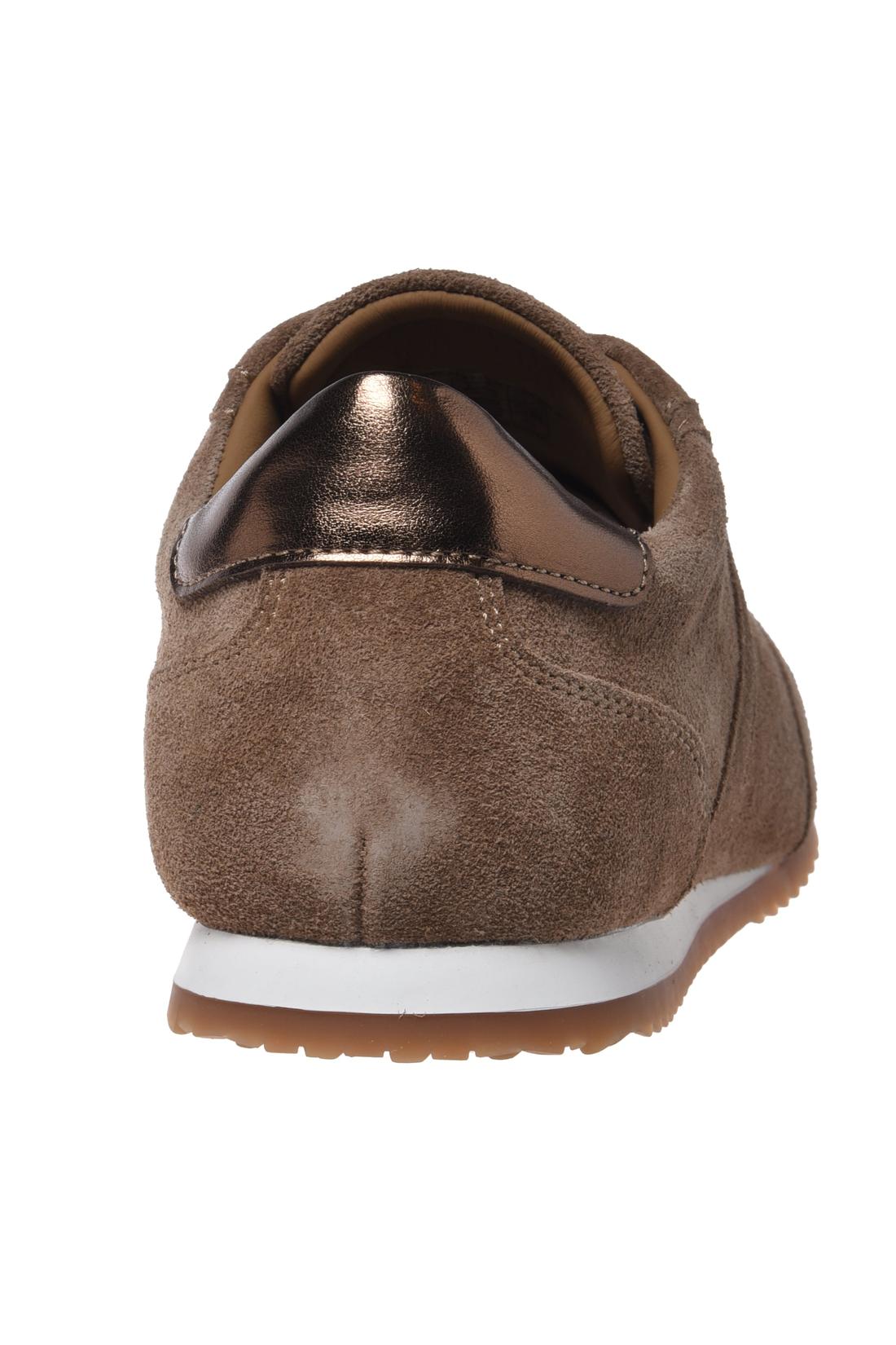 Brown suede sneakers with bronze metallic leather inserts-Sneaker-Baldinini-OUTLET-ARCHIVIST-ARCHIVE-SALE