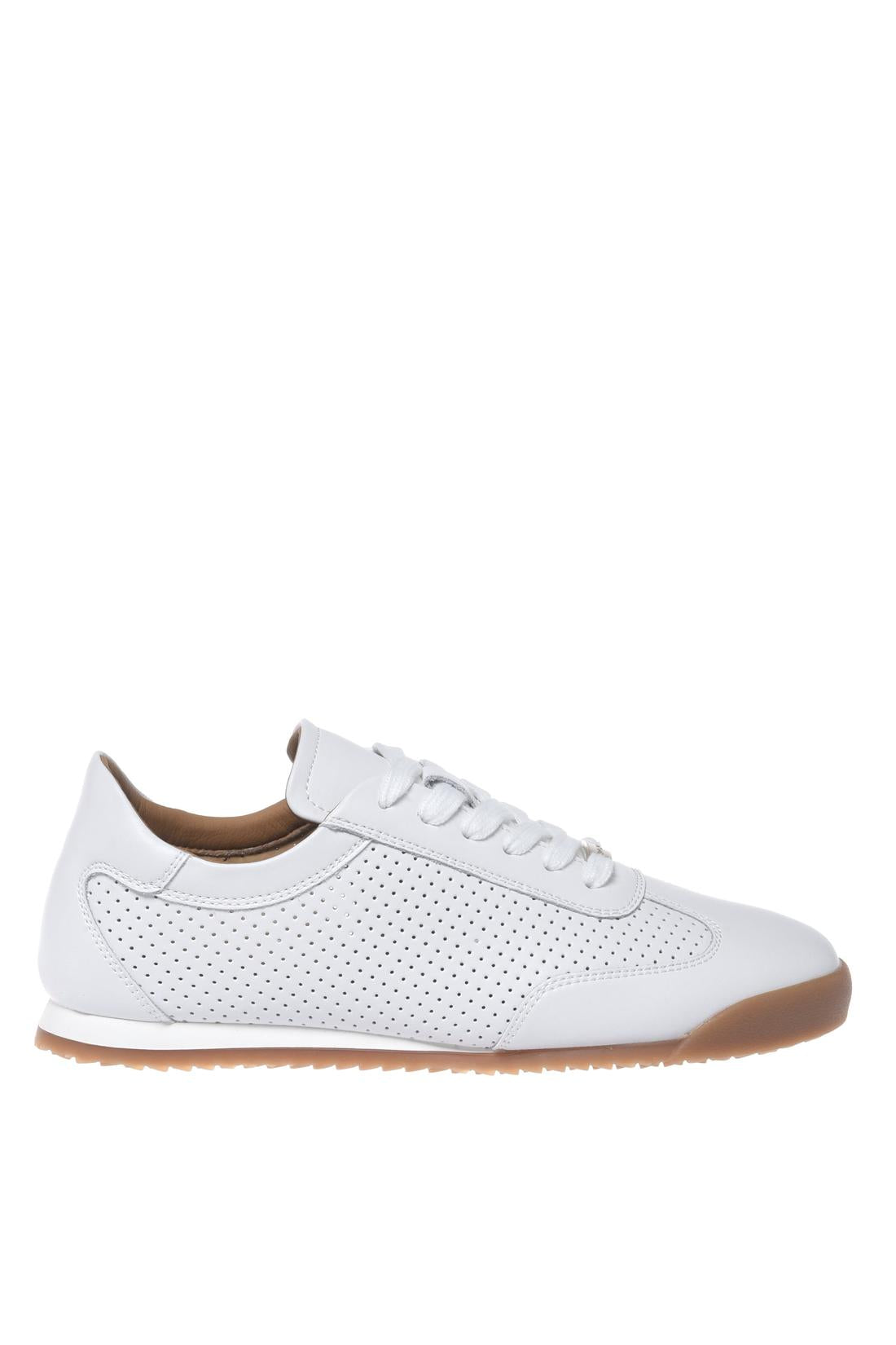 White perforated leather sneakers