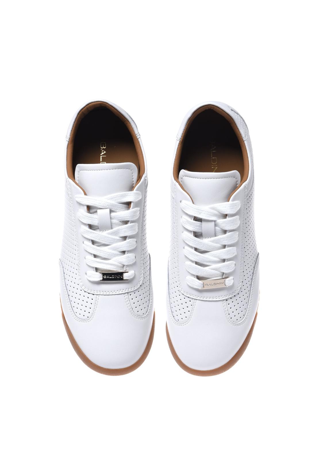 White perforated leather sneakers