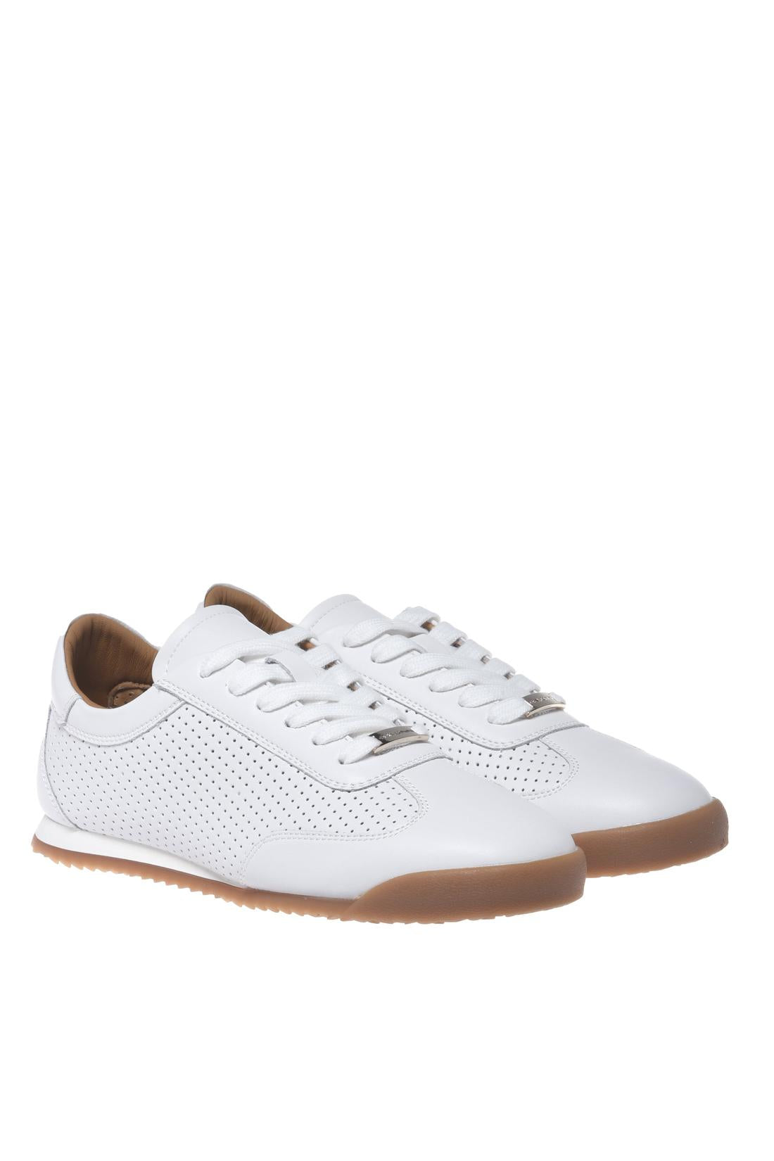 White perforated leather sneakers