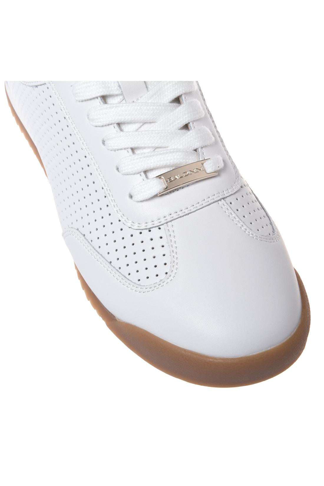 White perforated leather sneakers