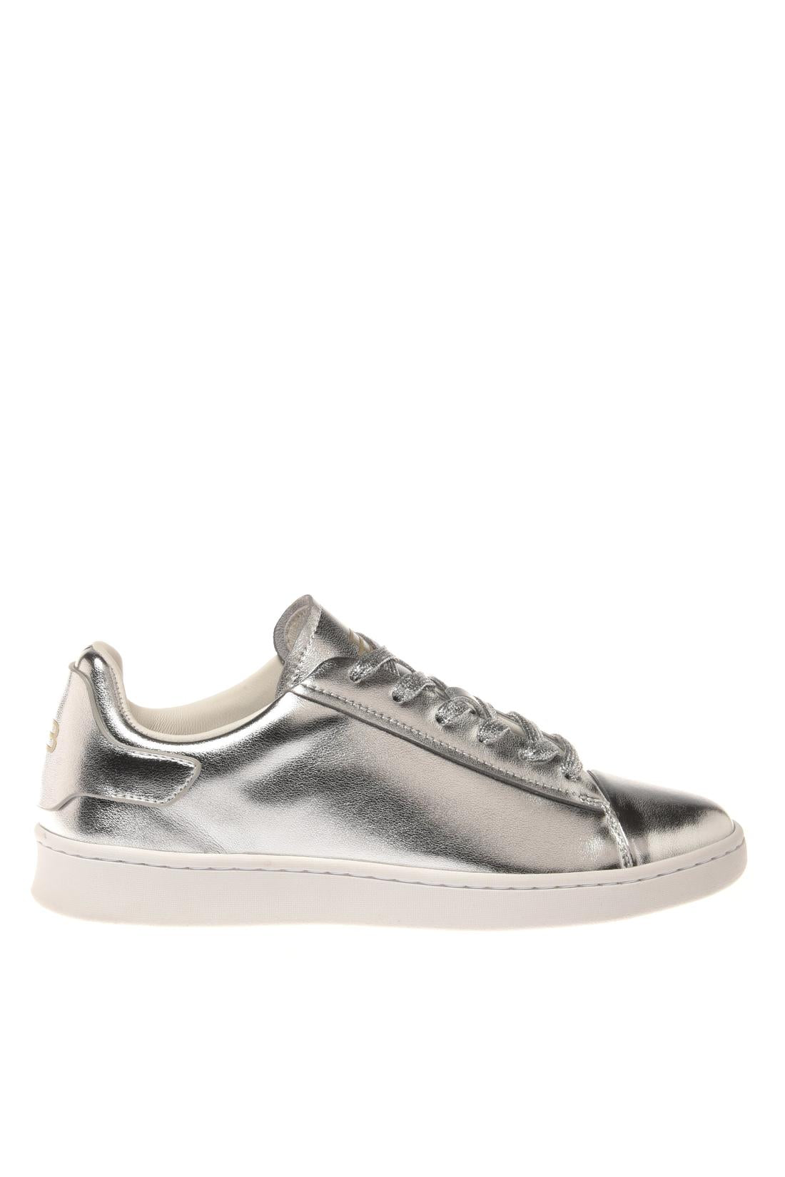 Sneaker in laminated nappa leather silver