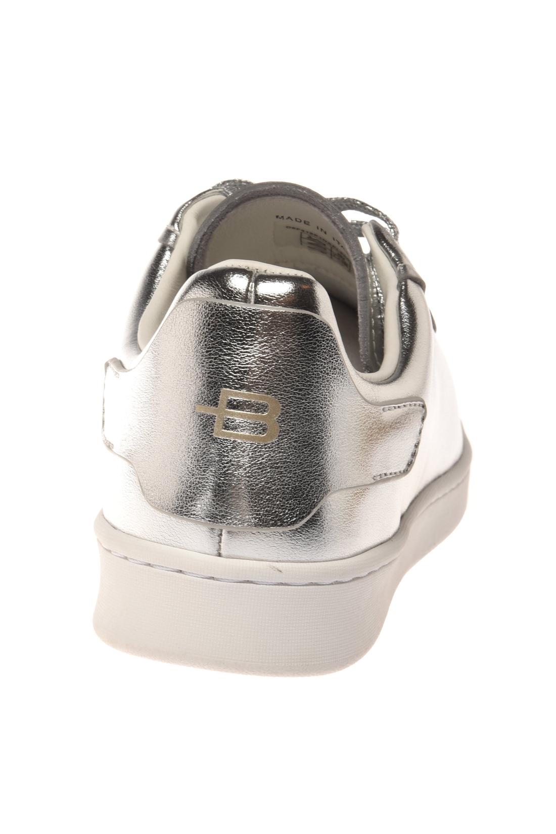 Sneaker in laminated nappa leather silver