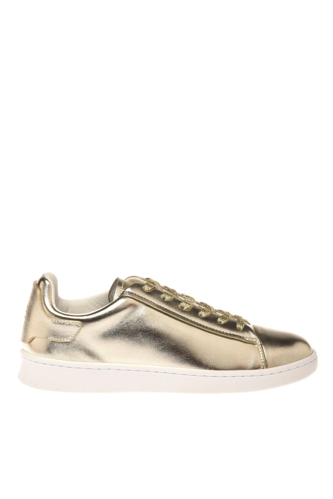 Sneaker in laminated nappa leather gold