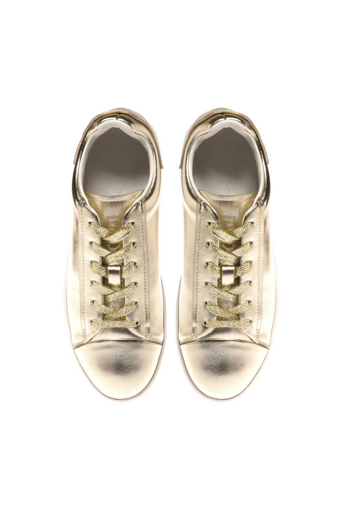 Sneaker in laminated nappa leather gold