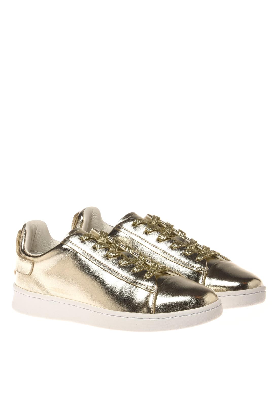 Sneaker in laminated nappa leather gold