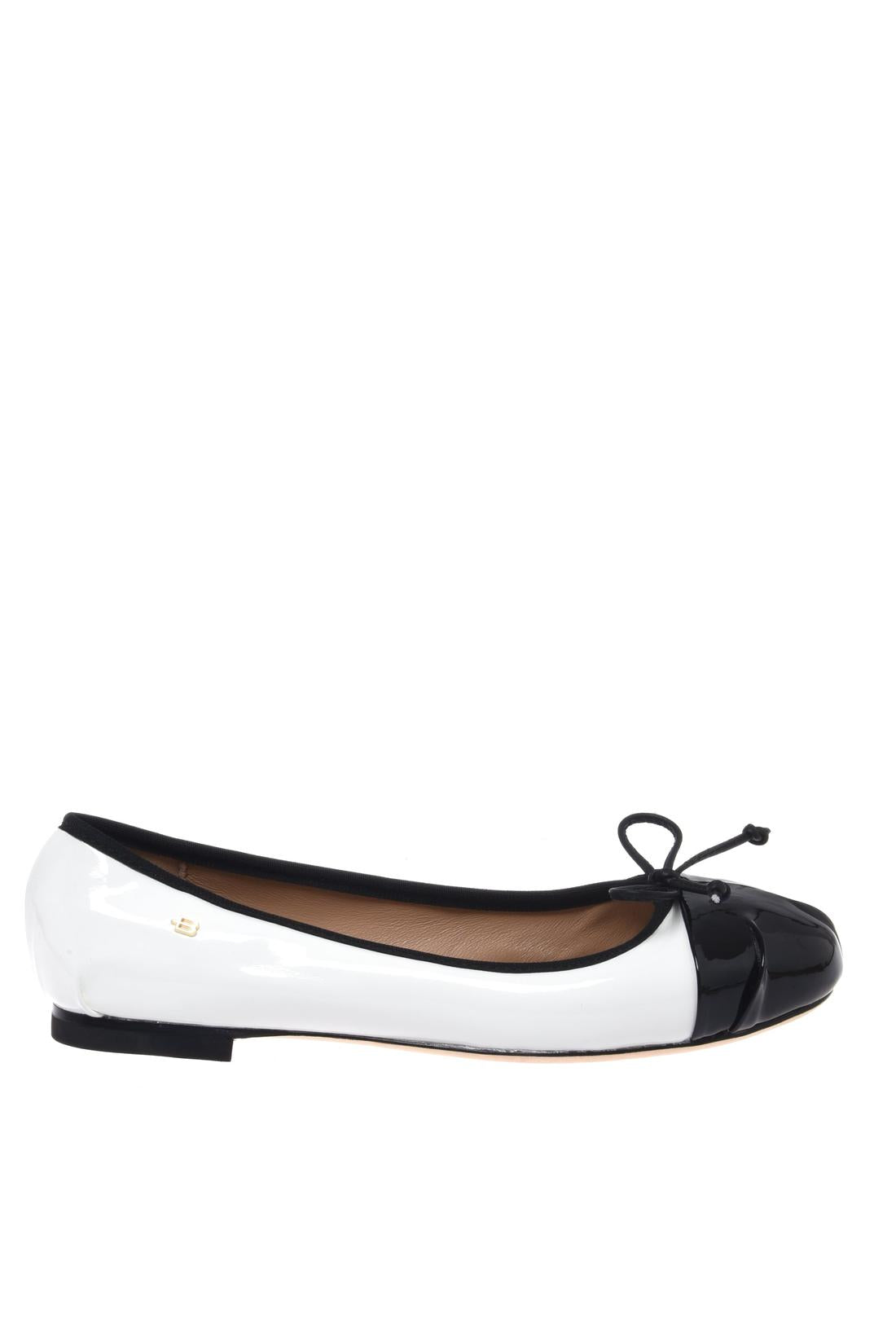 Ballerina in black and white patent leather-Flache Schuhe-Baldinini-OUTLET-38-NERO-PANNA-ARCHIVIST-ARCHIVE-SALE