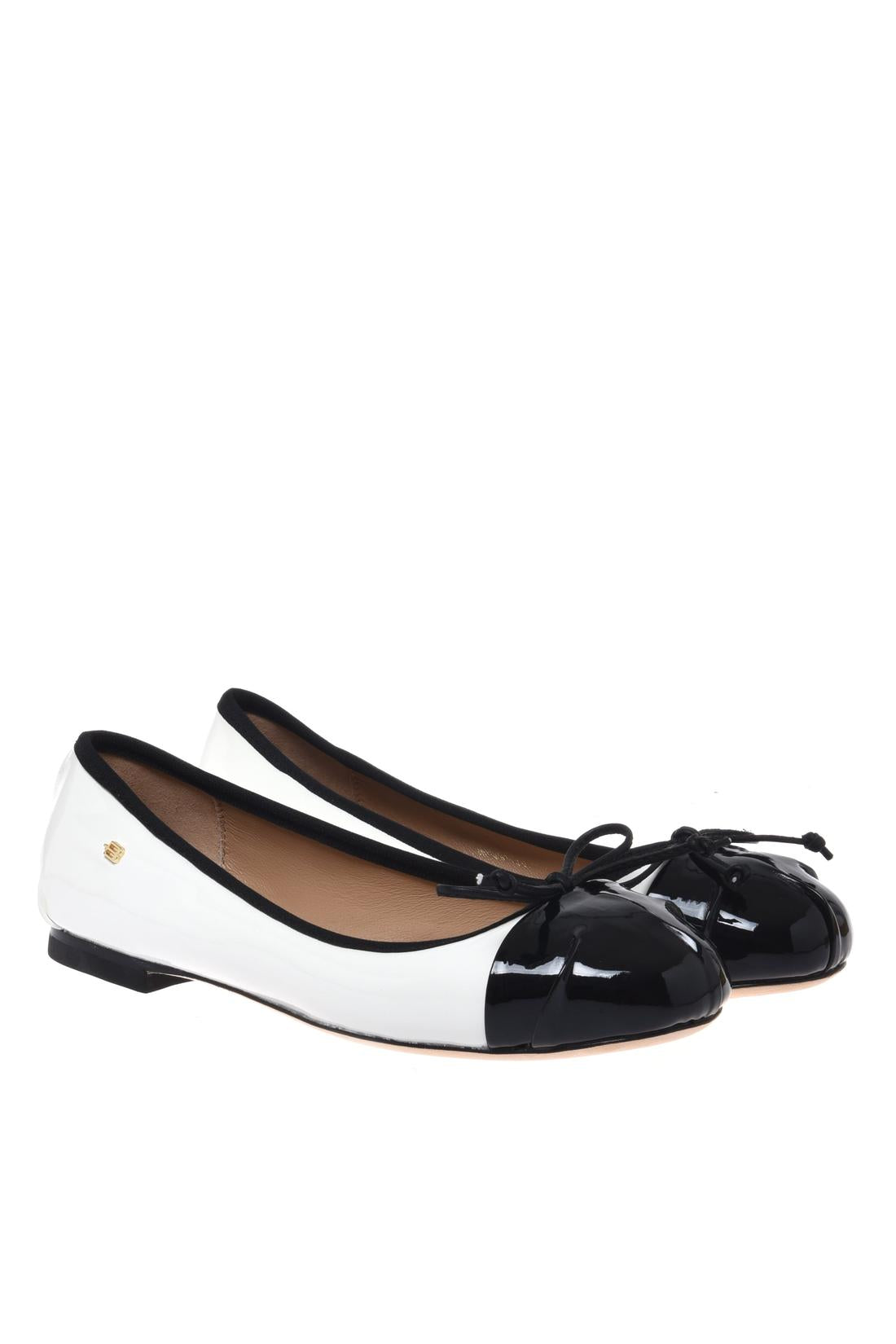 Ballerina in black and white patent leather-Flache Schuhe-Baldinini-OUTLET-ARCHIVIST-ARCHIVE-SALE