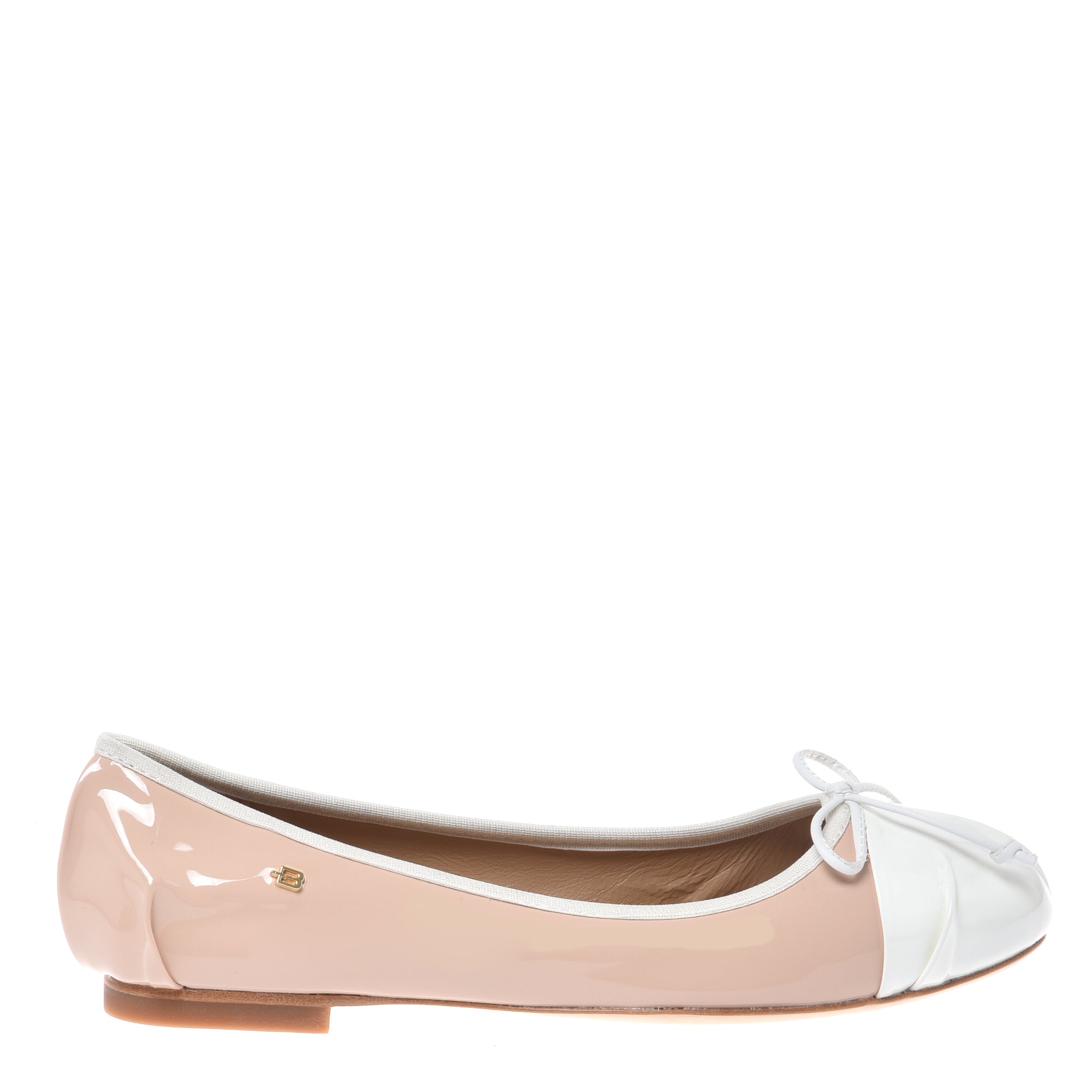 Ballerina in white and nude patent leather-Baldinini-OUTLET-41-PANNA-NUDE-ARCHIVIST-ARCHIVE-SALE