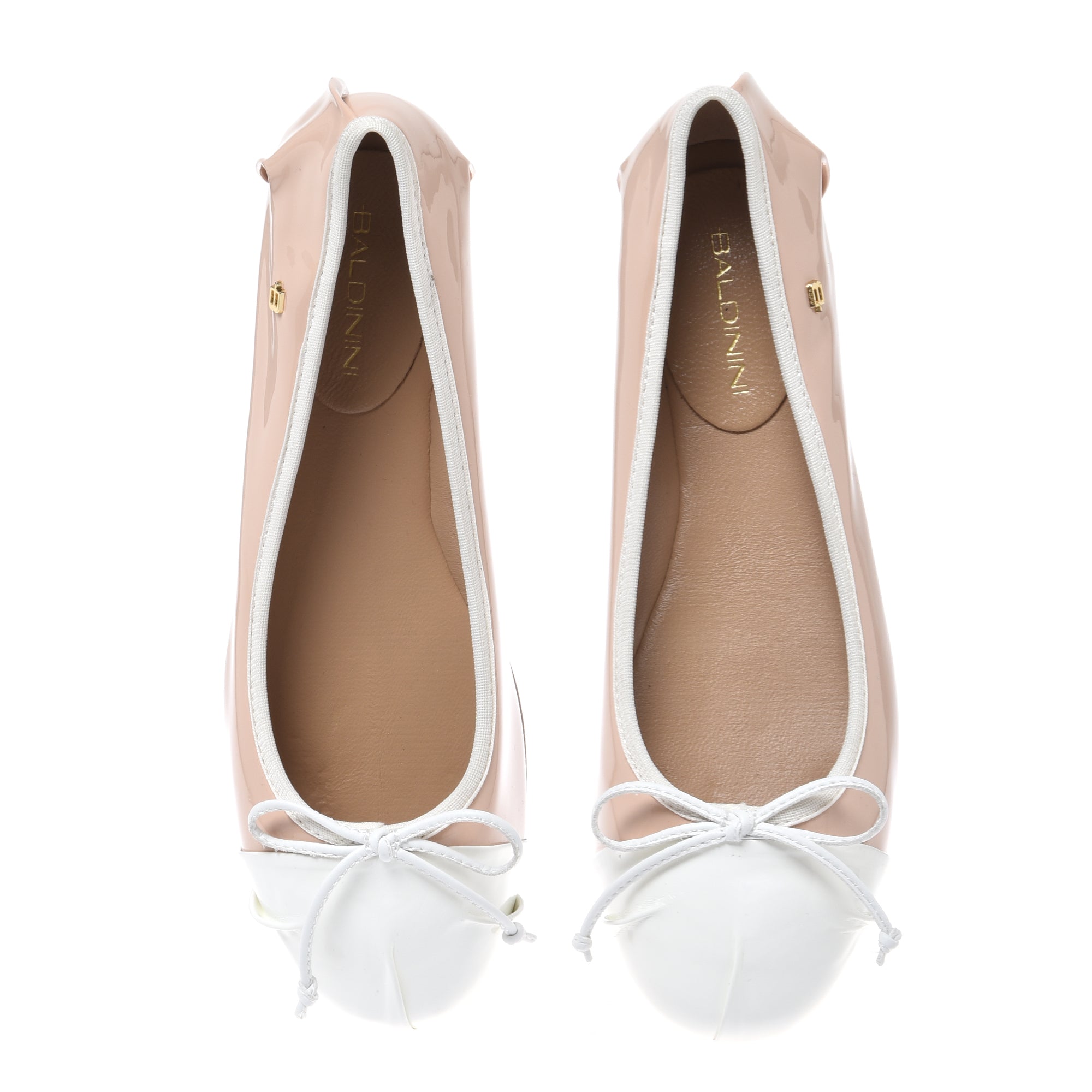 Ballerina in white and nude patent leather-Baldinini-OUTLET-ARCHIVIST-ARCHIVE-SALE