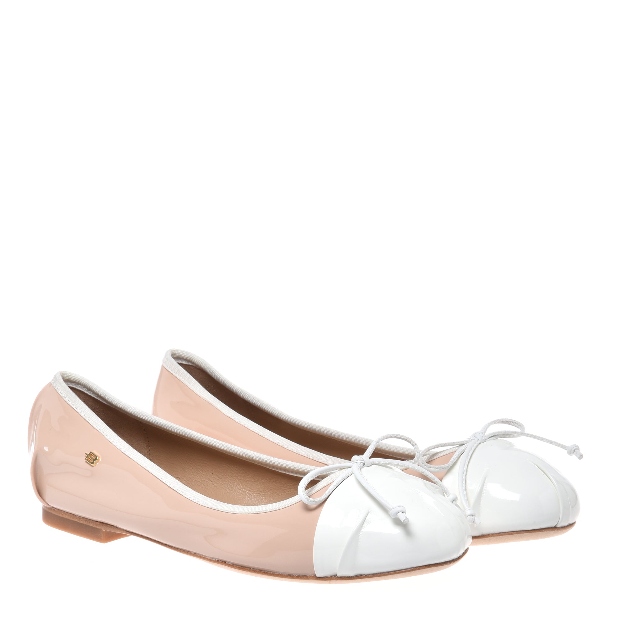 Ballerina in white and nude patent leather-Baldinini-OUTLET-ARCHIVIST-ARCHIVE-SALE