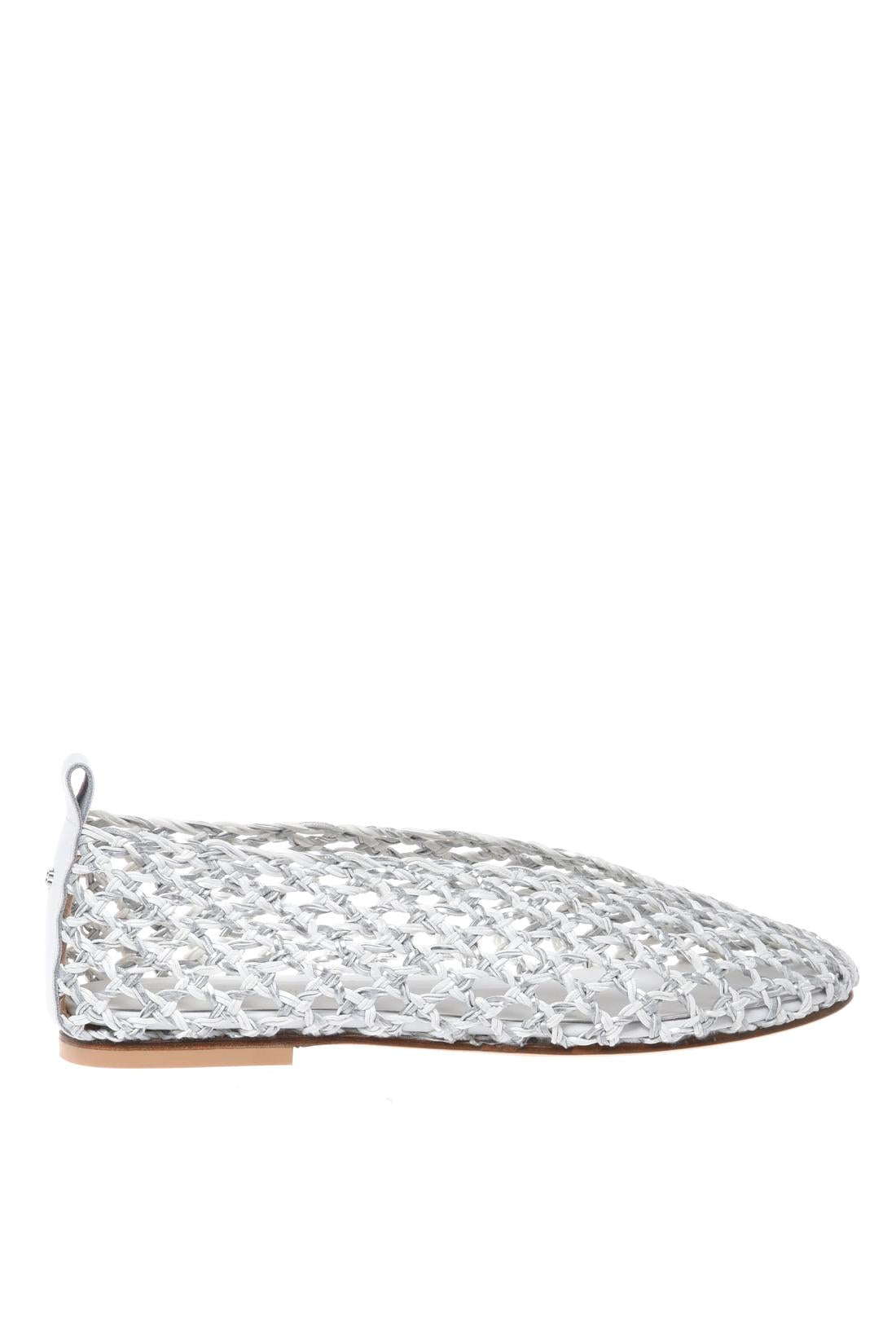 Ballerina in braided white and silver faux leather