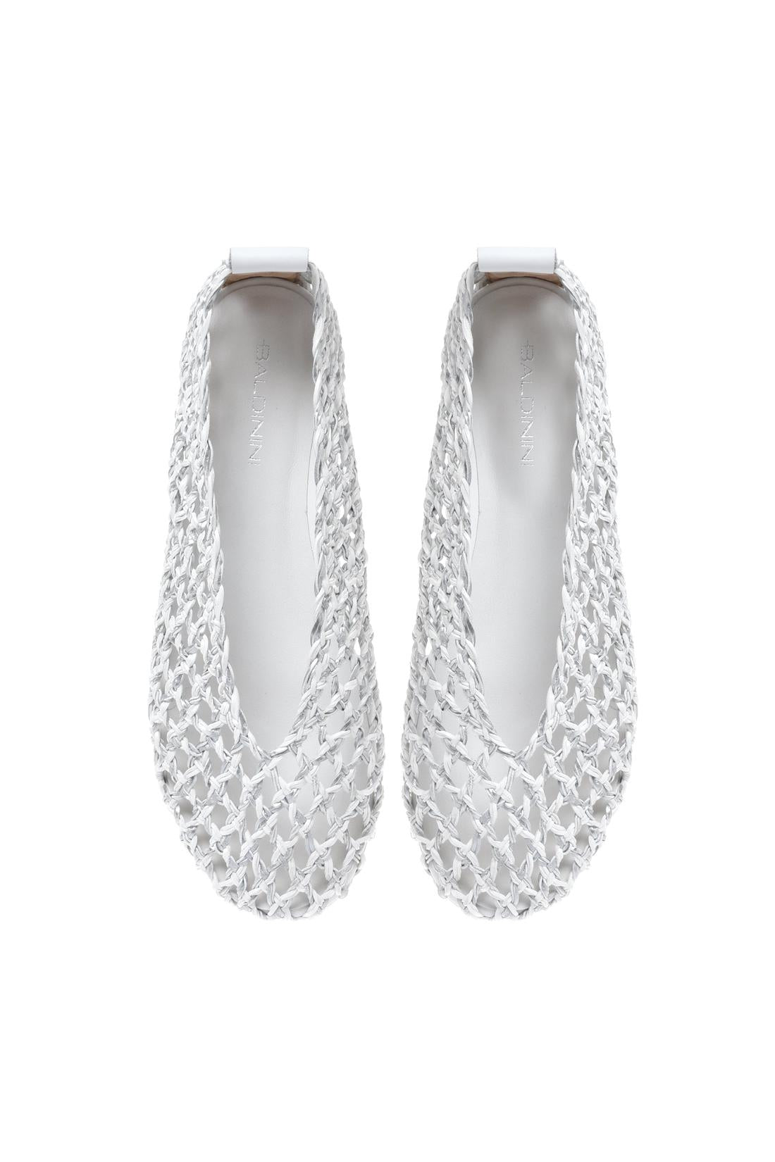 Ballerina in braided white and silver faux leather
