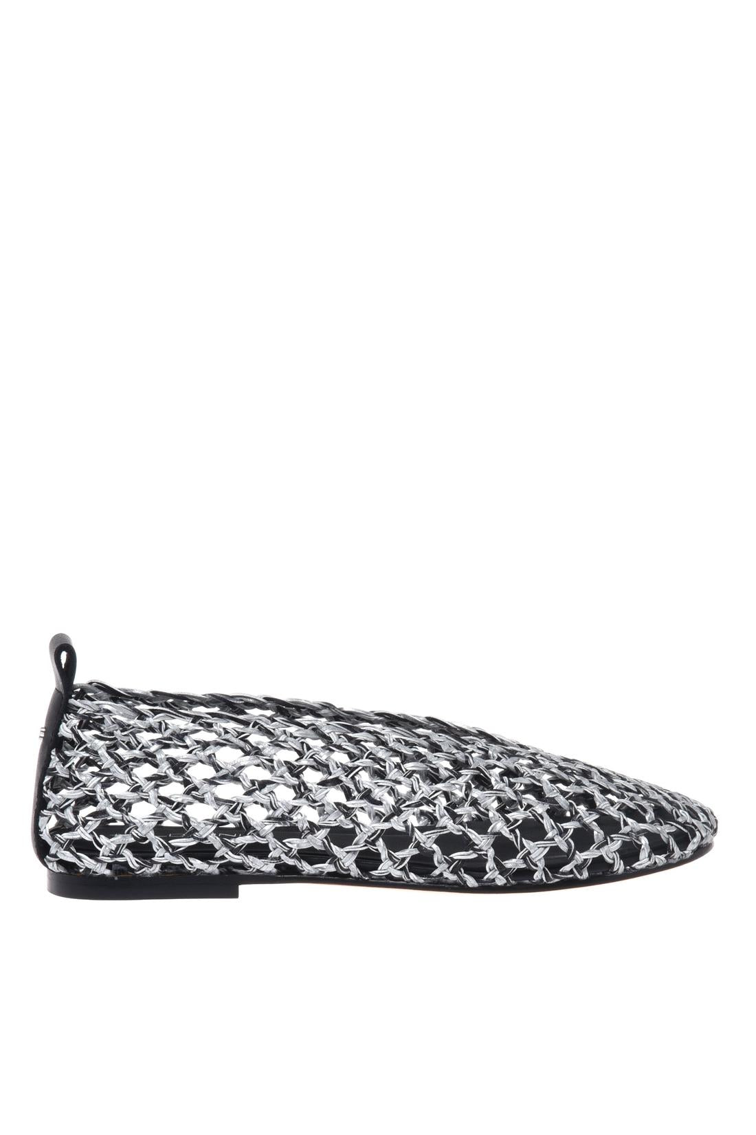 Ballerina in braided black and silver faux leather