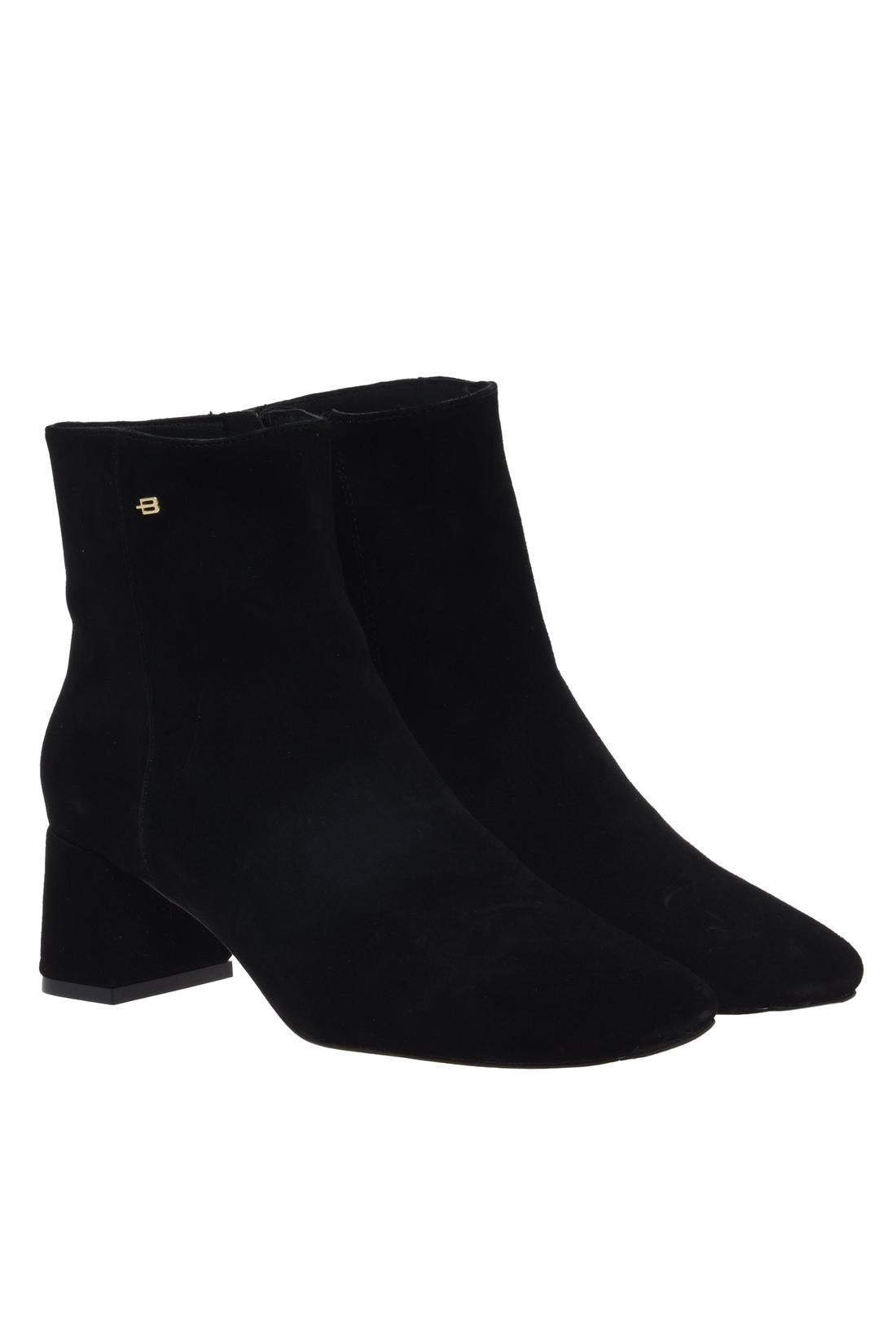Black leather ankle boot