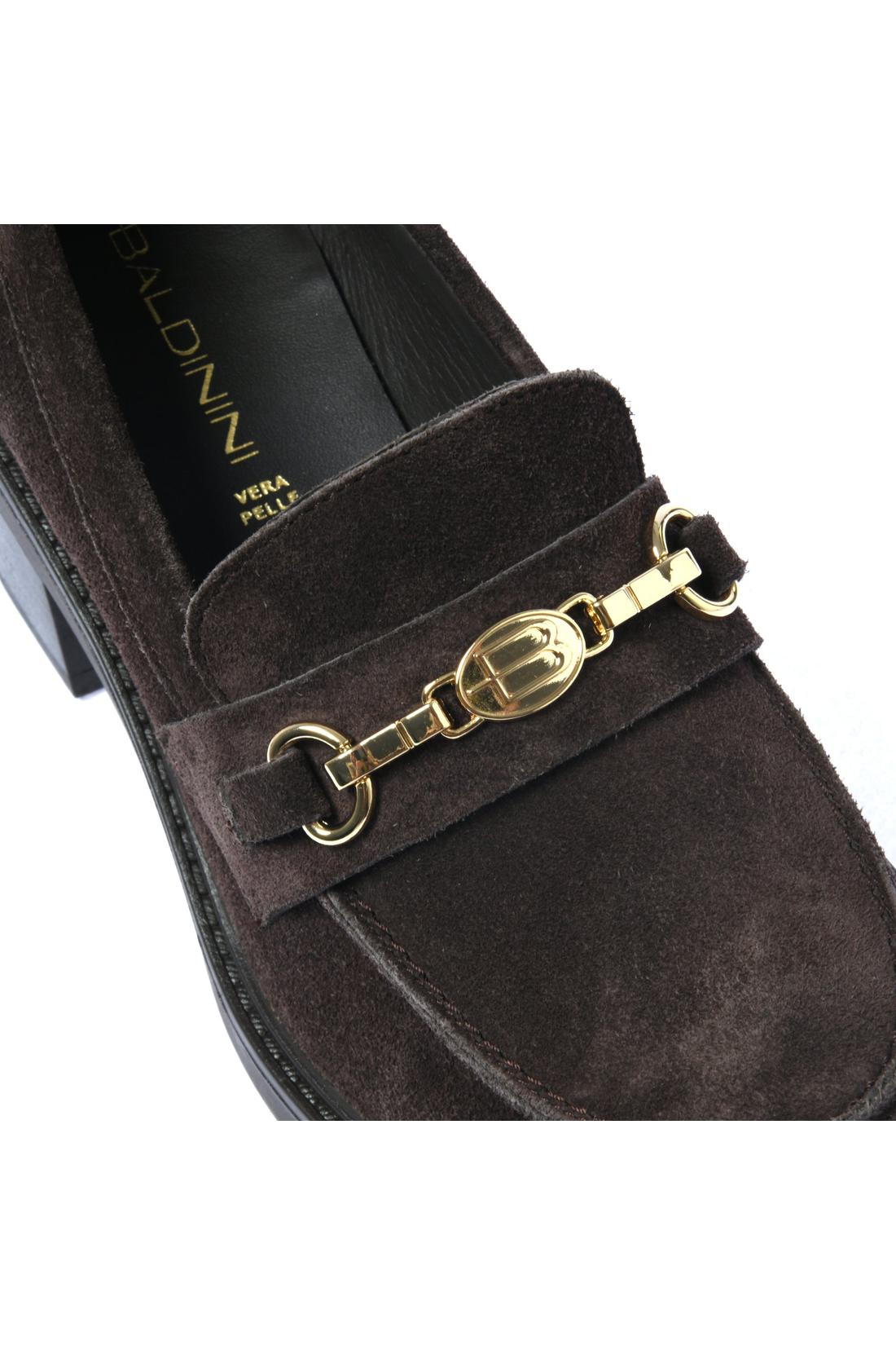 Dark brown suede leather heeled loafer