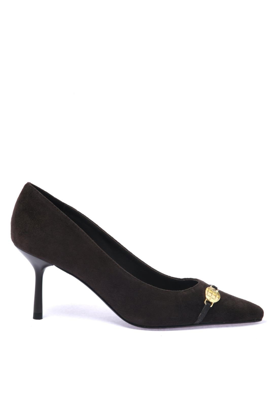 Dark brown suede pump