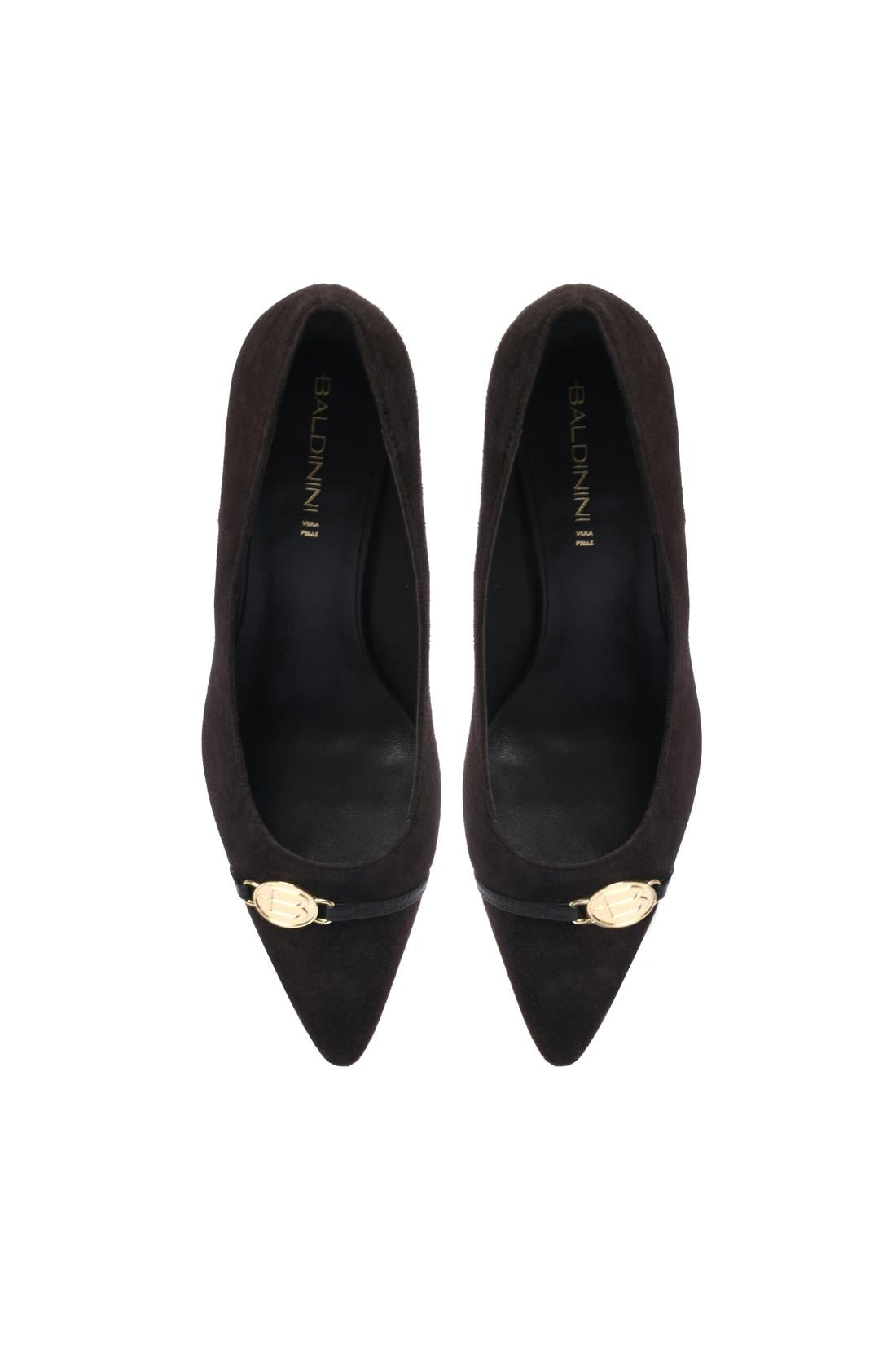 Dark brown suede pump