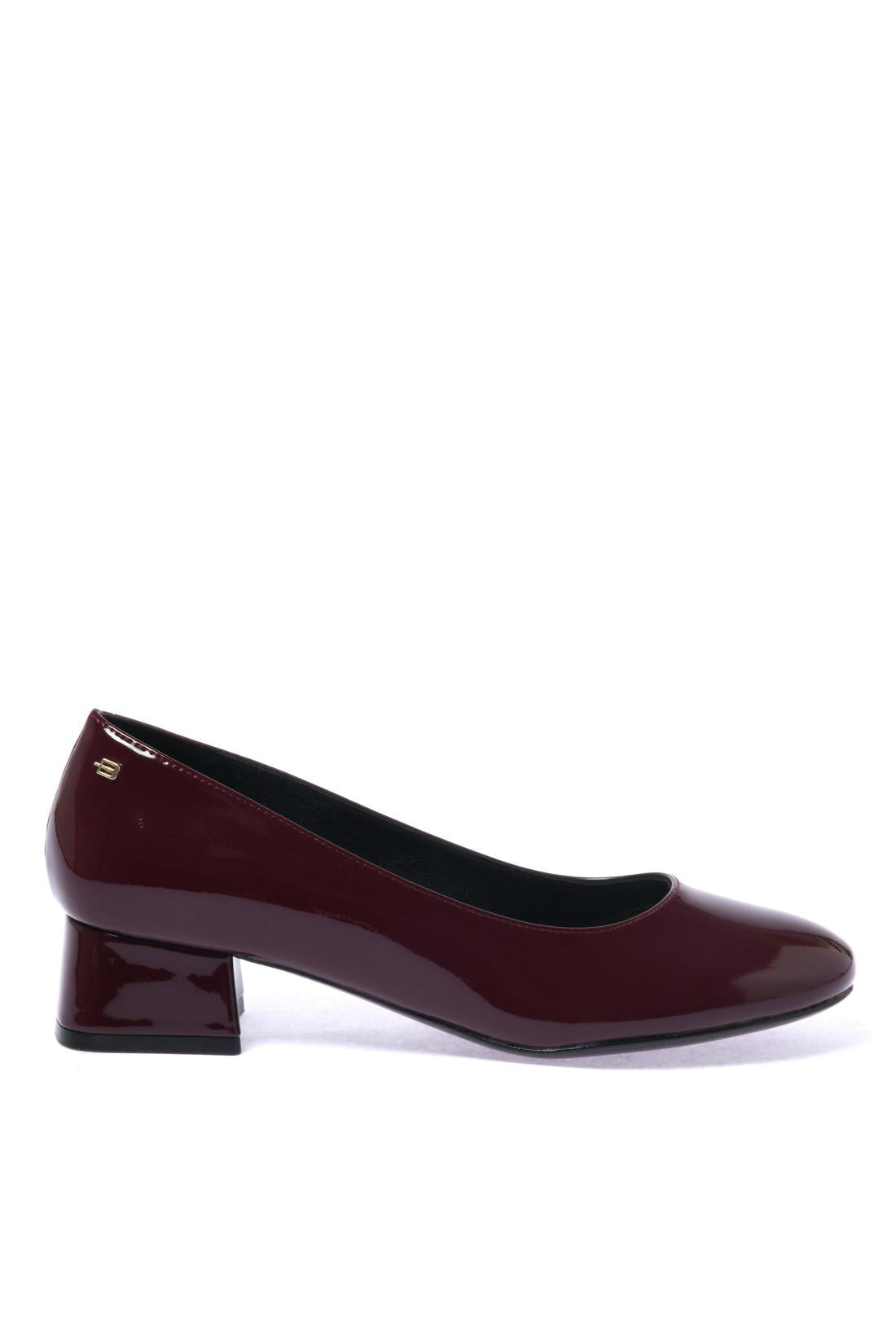 Burgundy patent leather pump