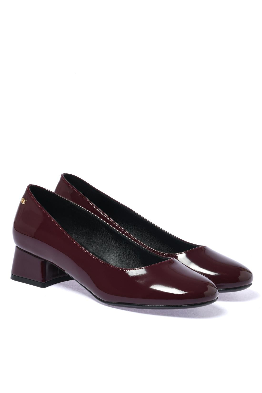 Burgundy patent leather pump