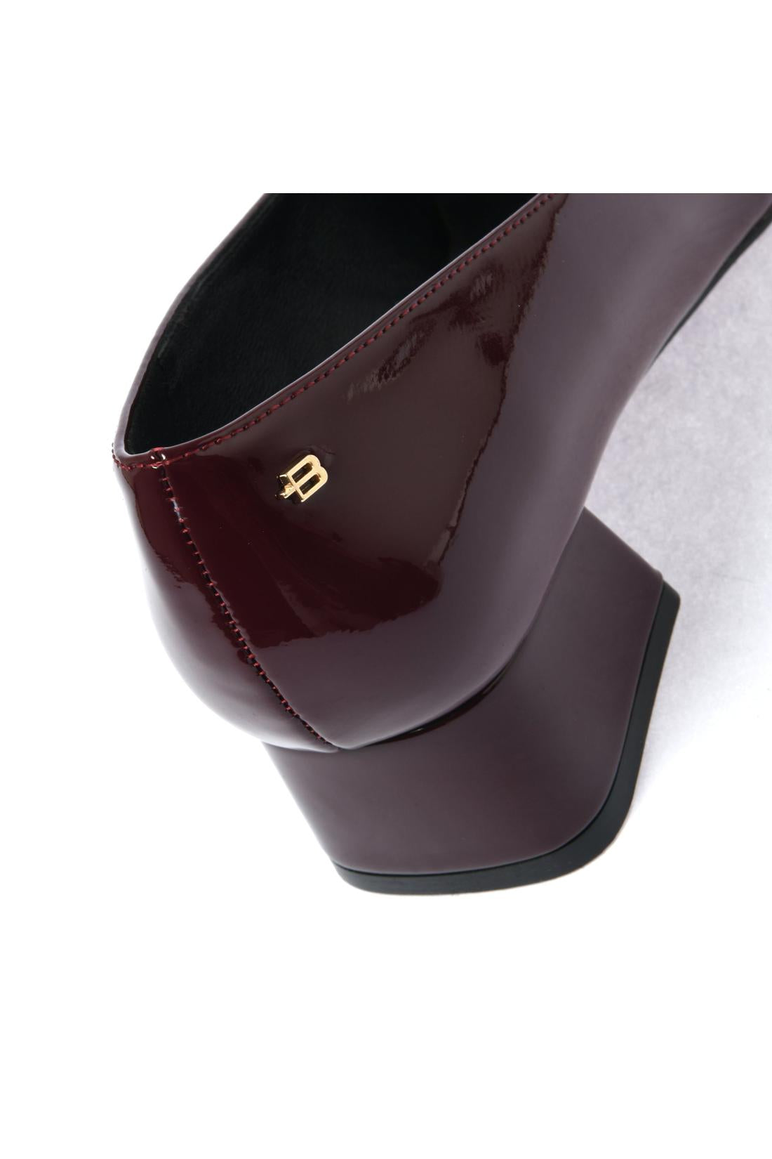 Burgundy patent leather pump