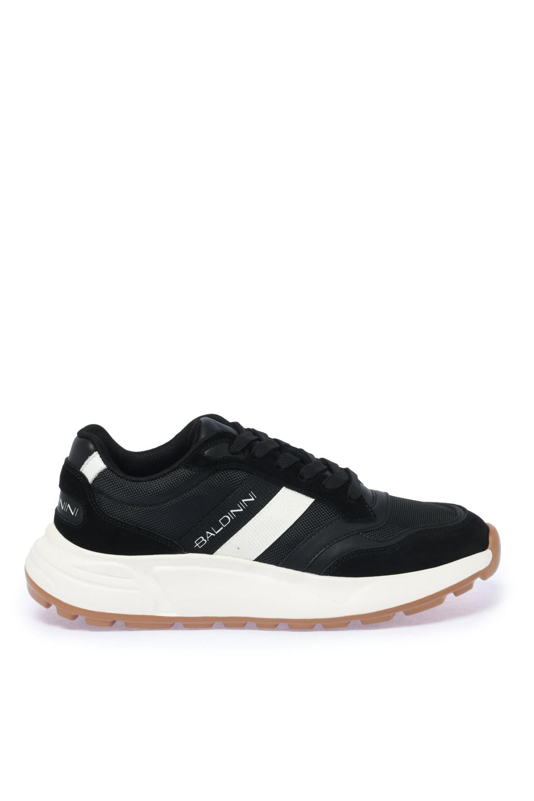 Sneaker in black suede and fabric