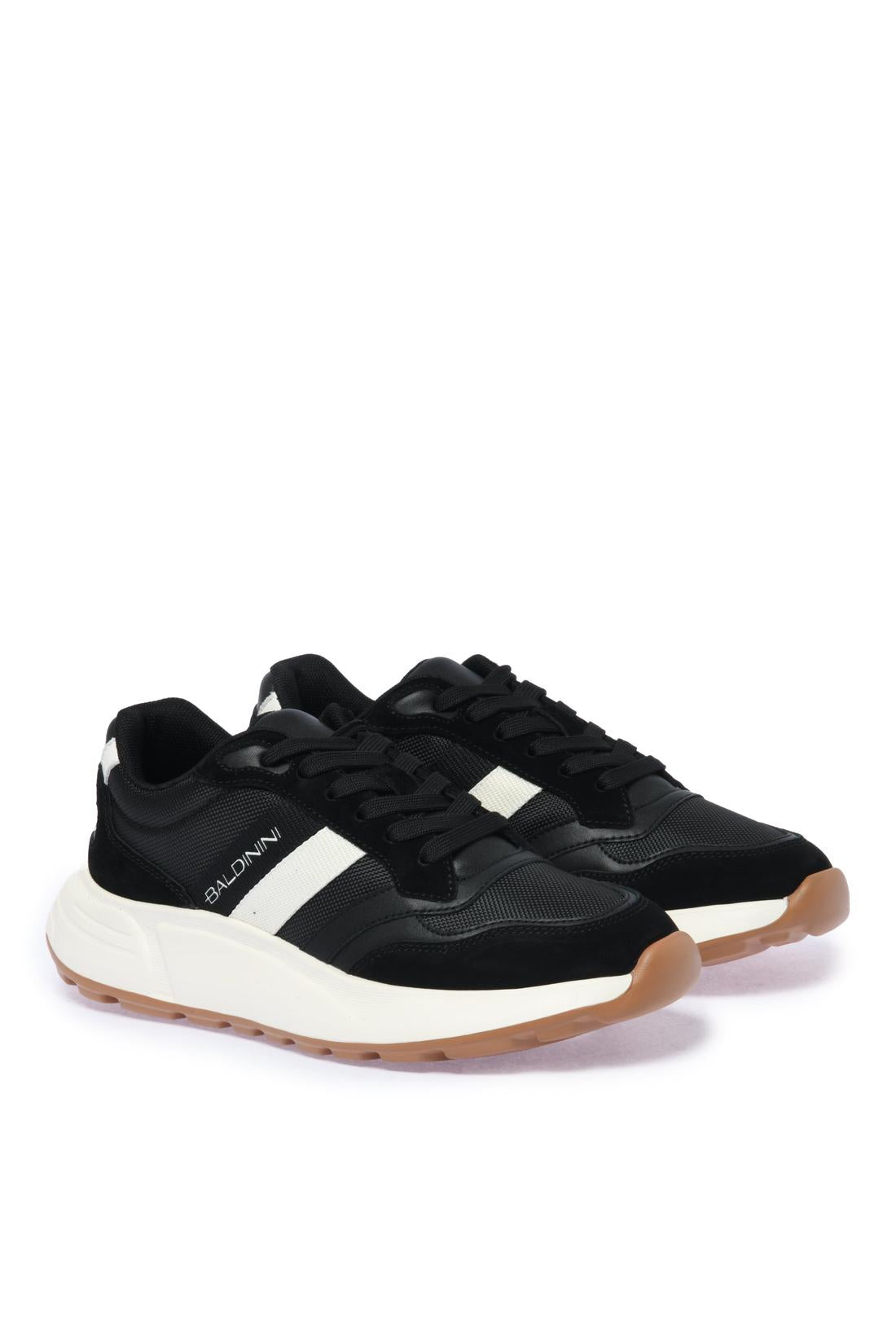 Sneaker in black suede and fabric