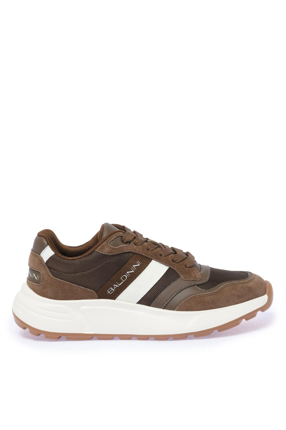 Sneaker in taupe suede and fabric