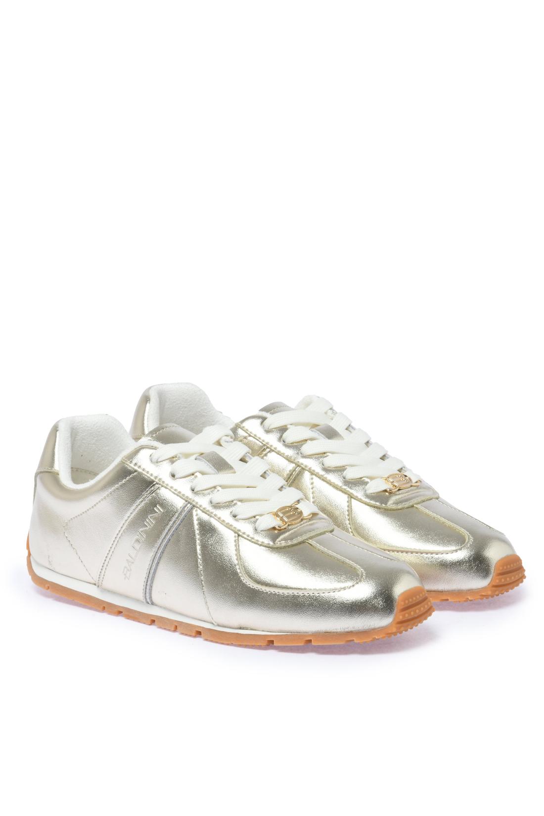 Sneaker in light gold metallic nappa leather