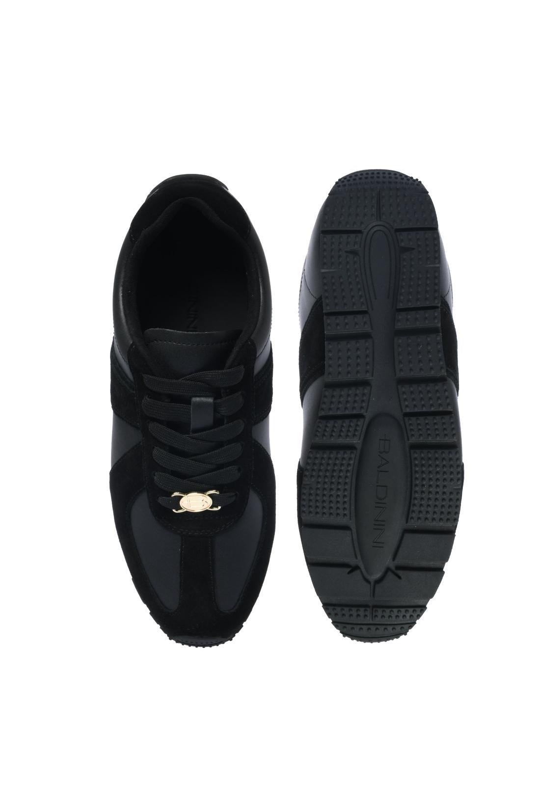 Sneaker in black leather and suede