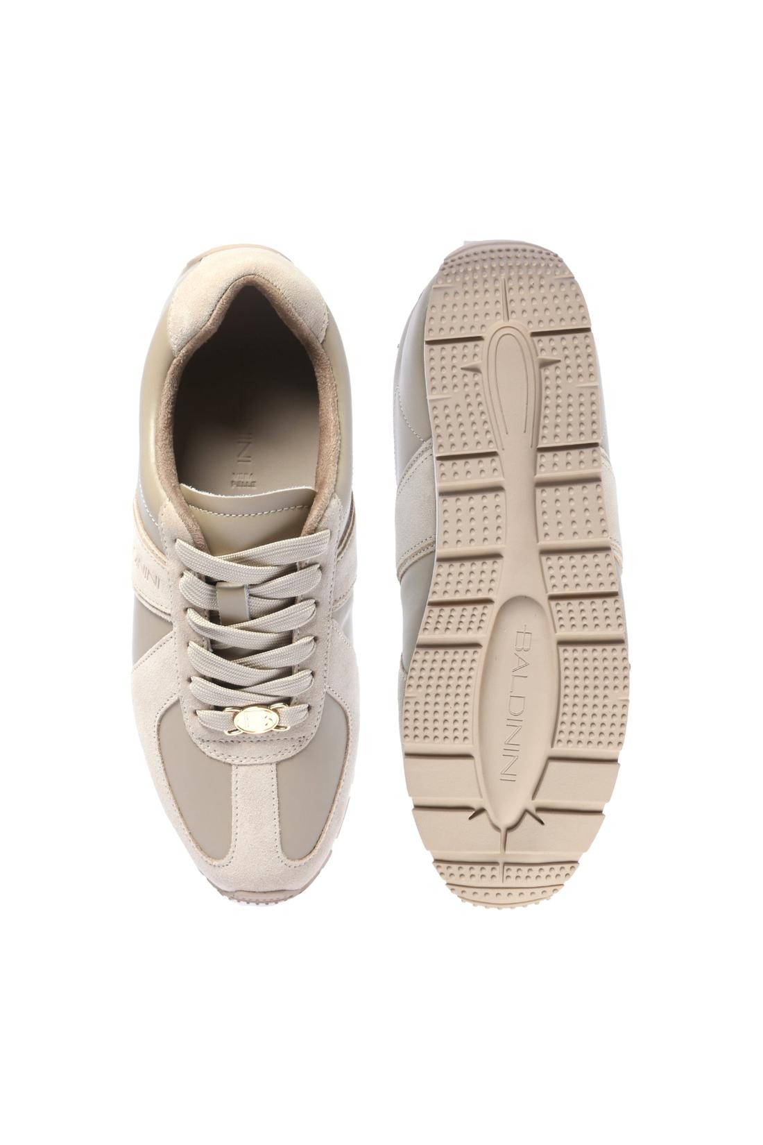 Sneaker in beige leather and suede