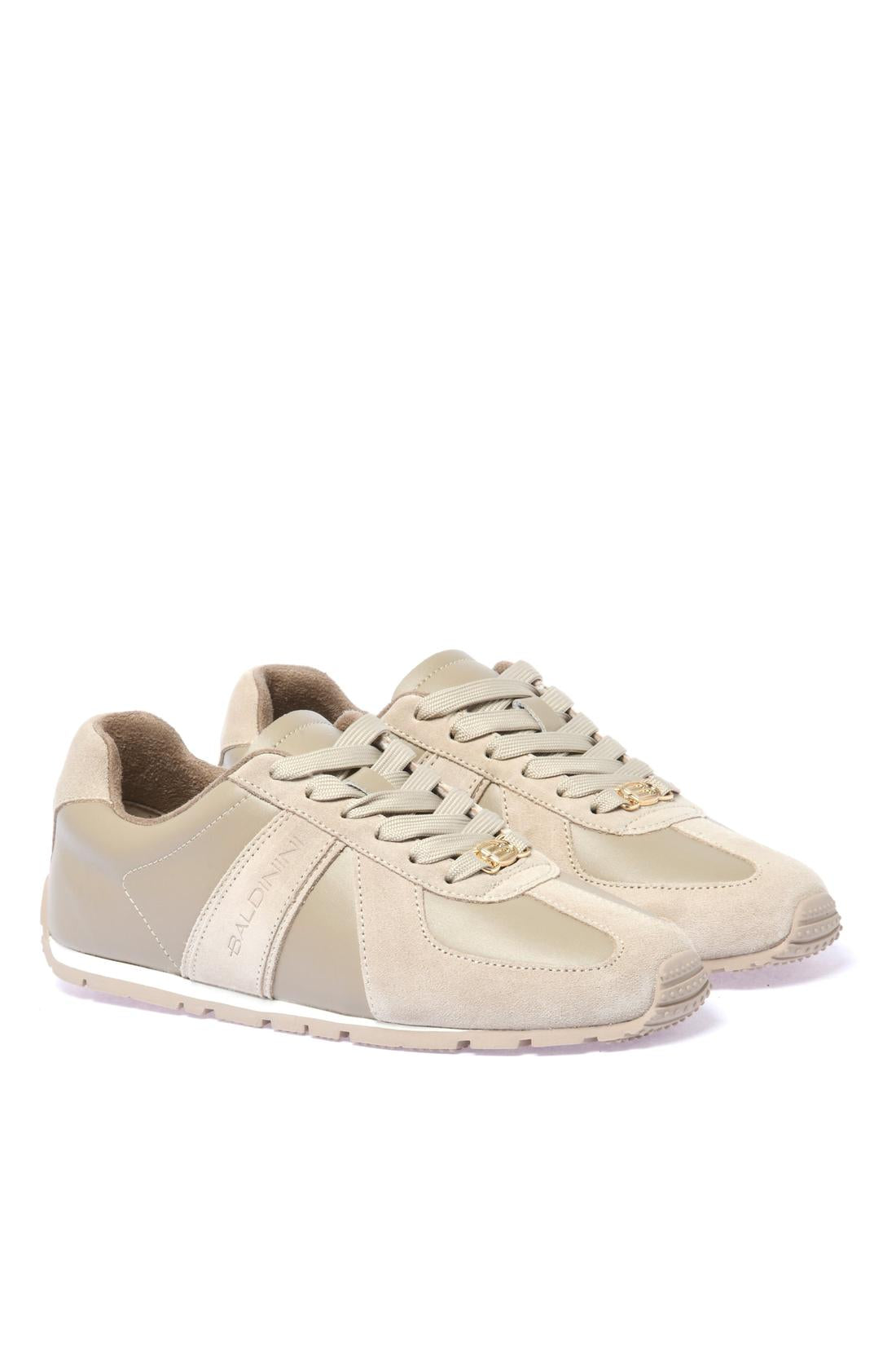 Sneaker in beige leather and suede