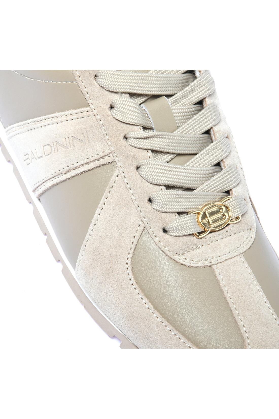 Sneaker in beige leather and suede