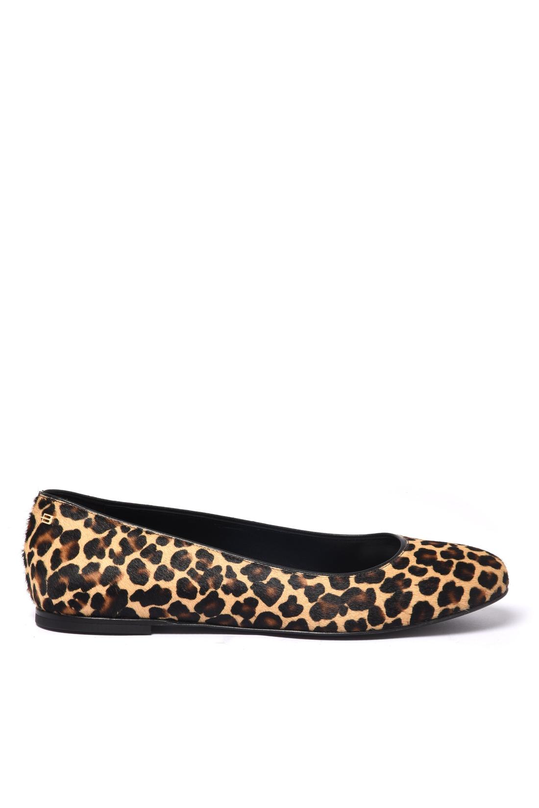 Leopard-print calf hair ballet flat