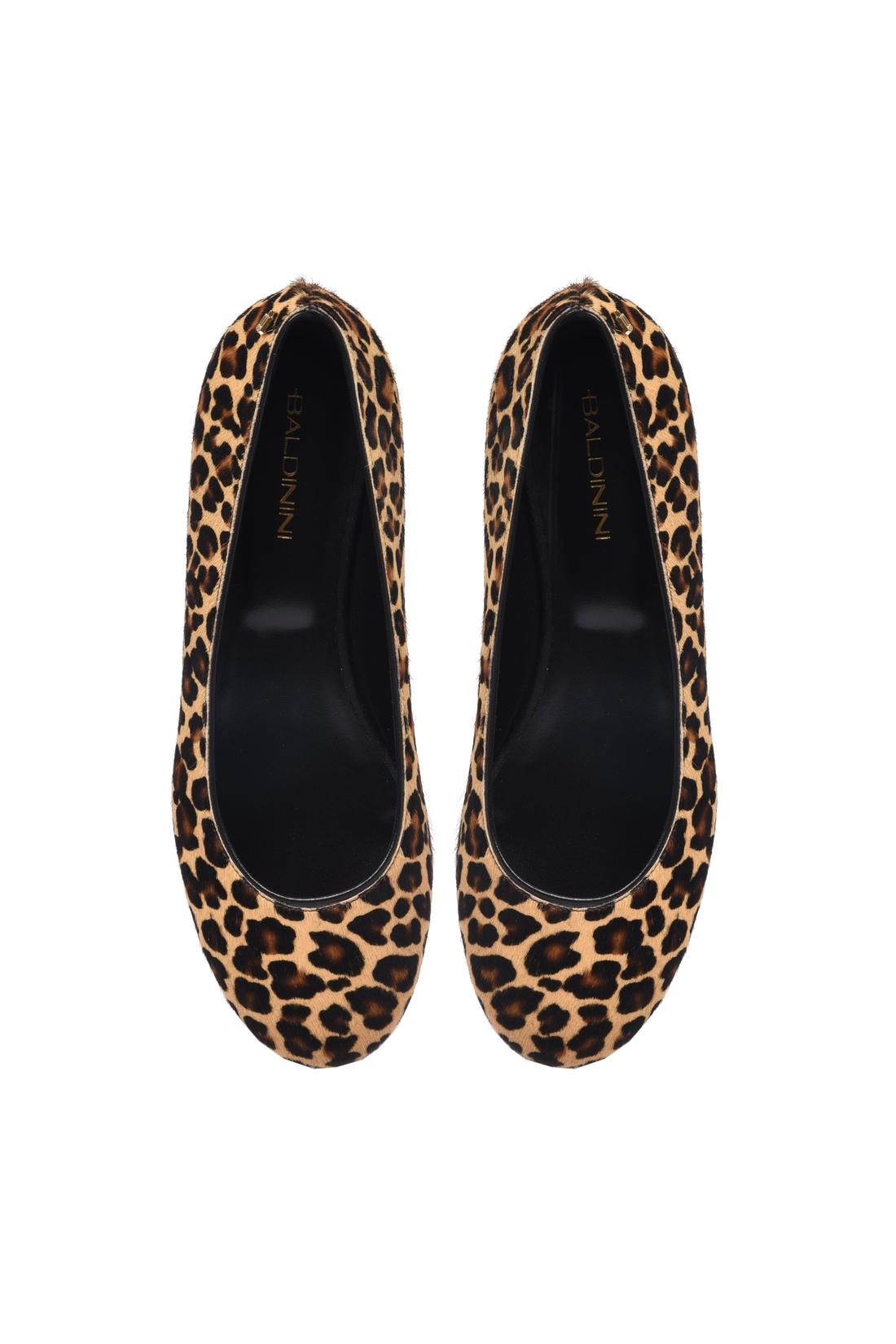 Leopard-print calf hair ballet flat