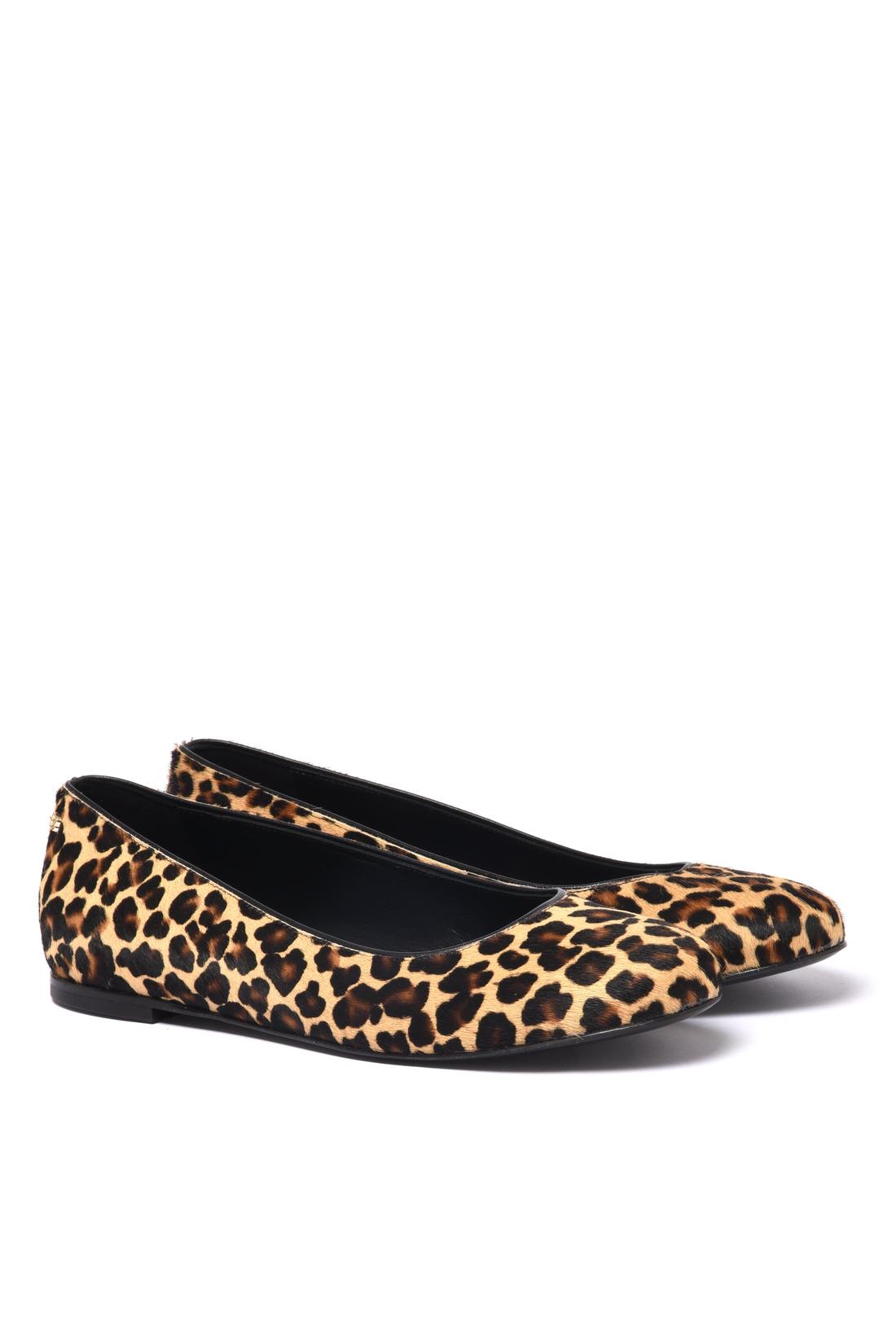 Leopard-print calf hair ballet flat