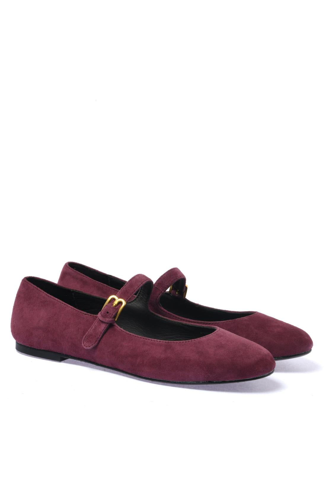 Burgundy suede ballet flat